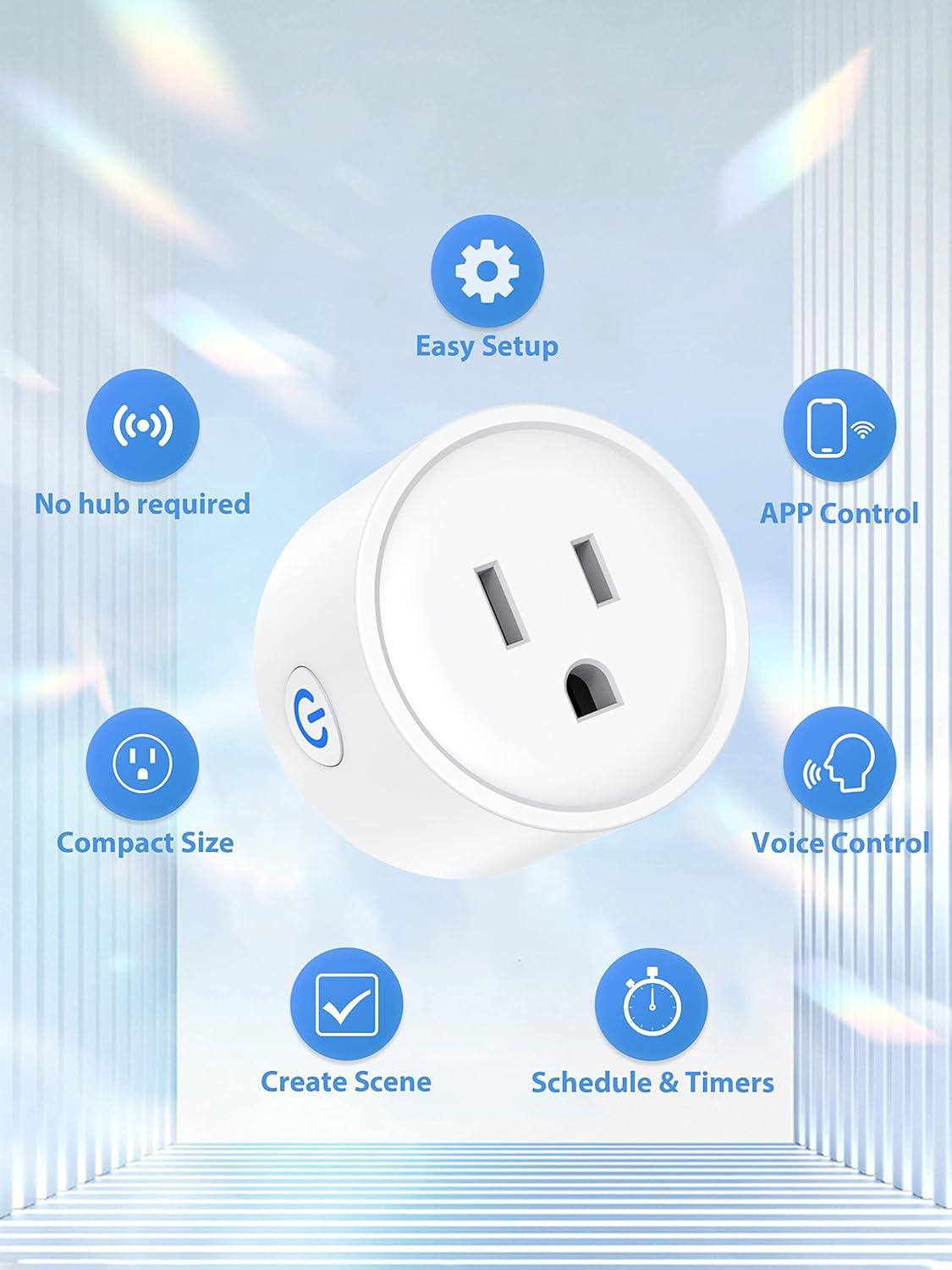 EIGHTREE Smart Plug 2025 Upgrade to 15A, Bluetooth & Wi-Fi Outlet Plug Dual Connection, Voice Control, Remote Control Outlet Timer Indoor, Smart Plugs That Work with Alexa & Google, 2.4GHz Wi-Fi Only