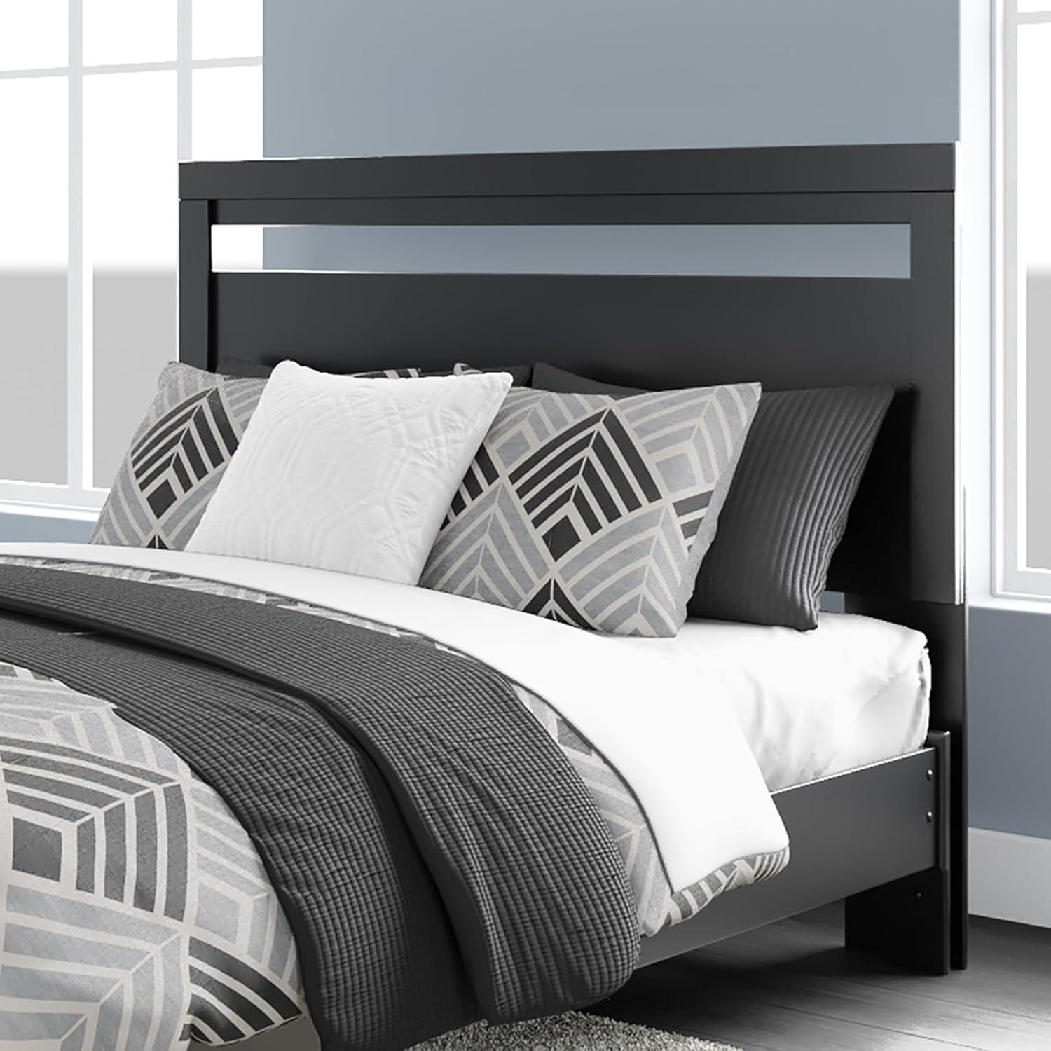 Queen Finch Panel Headboard Black - Signature Design by Ashley: Contemporary Matte Finish, 50.94" Height