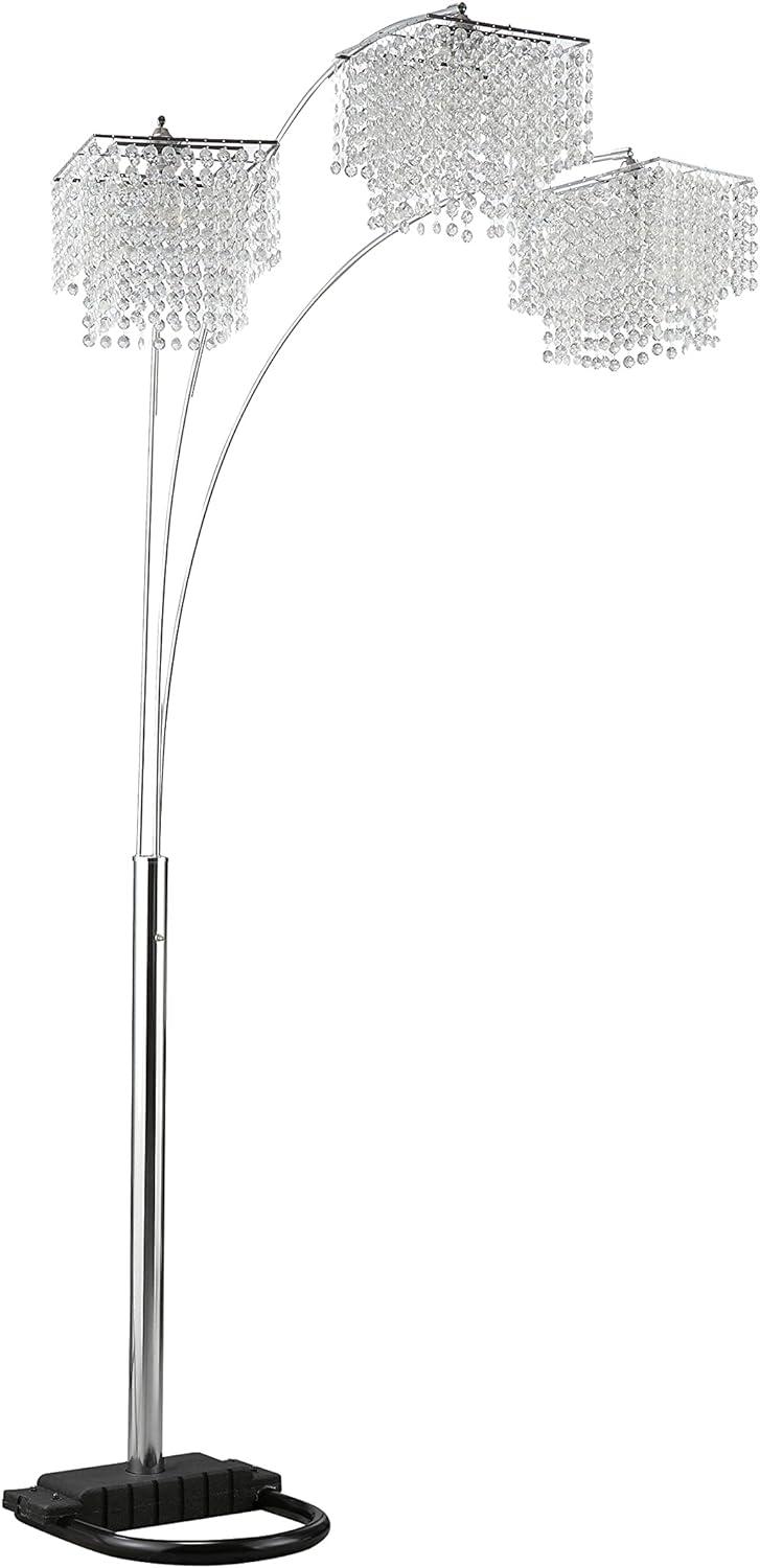 Miriam 3-Light Black and Chrome Arc Floor Lamp