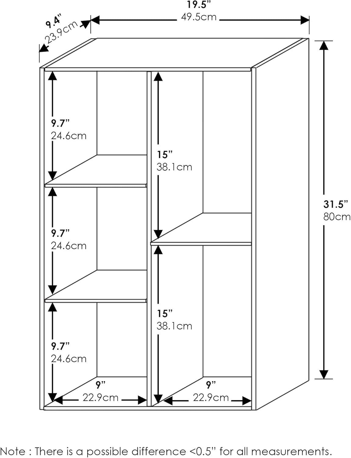 31" 5 Cube Decorative Bookshelf-Furinno Luder Reversible Open Shelf