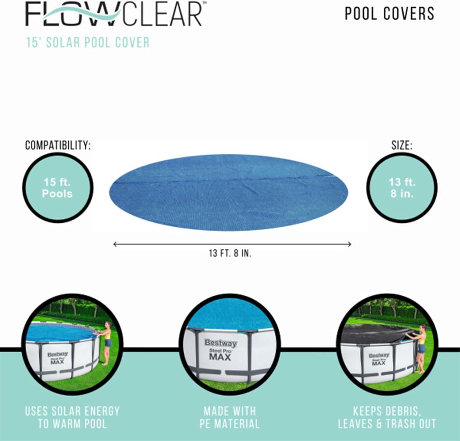 Bestway Bestway Flowclear 14 Feet Round Above Ground Pool Solar Pool Cover Only, Blue