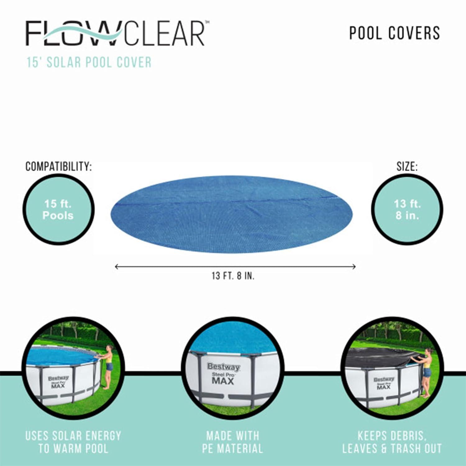Bestway Bestway Flowclear 14 Feet Round Above Ground Pool Solar Pool Cover Only, Blue