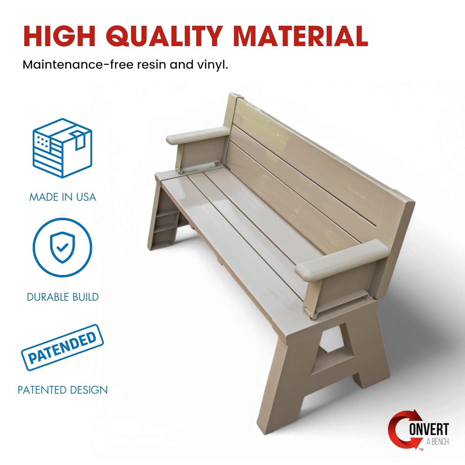Transformable Tan Outdoor Bench-to-Table Resin Combo