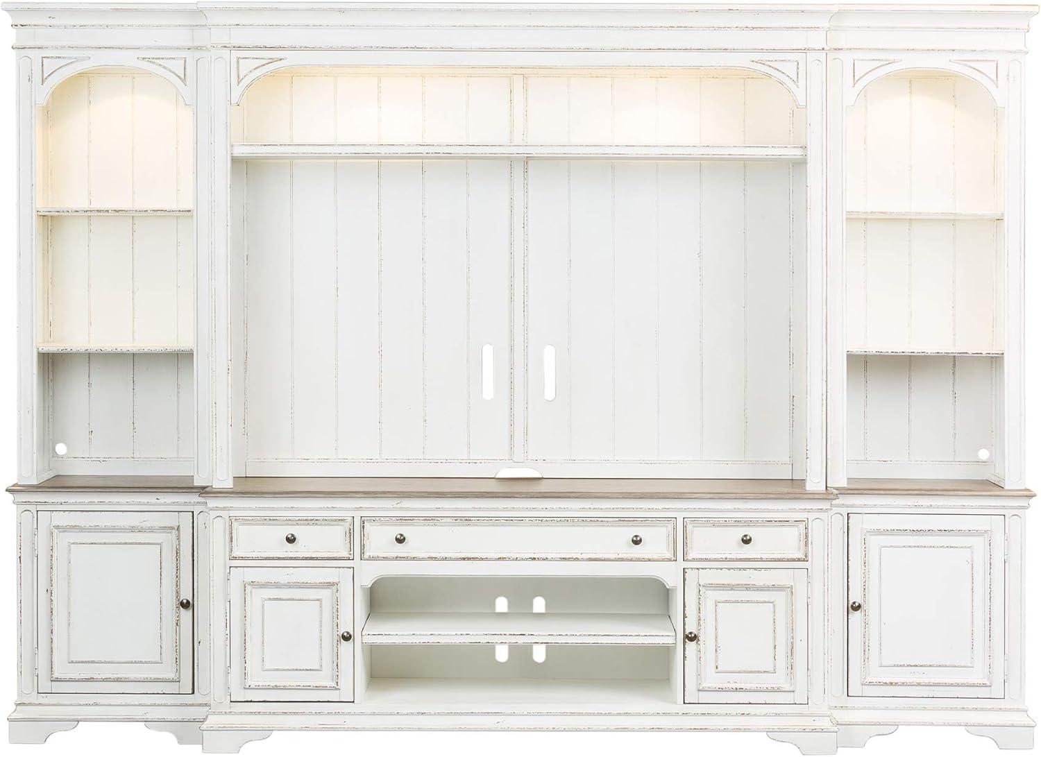 Magnolia Manor White Entertainment Center with Piers