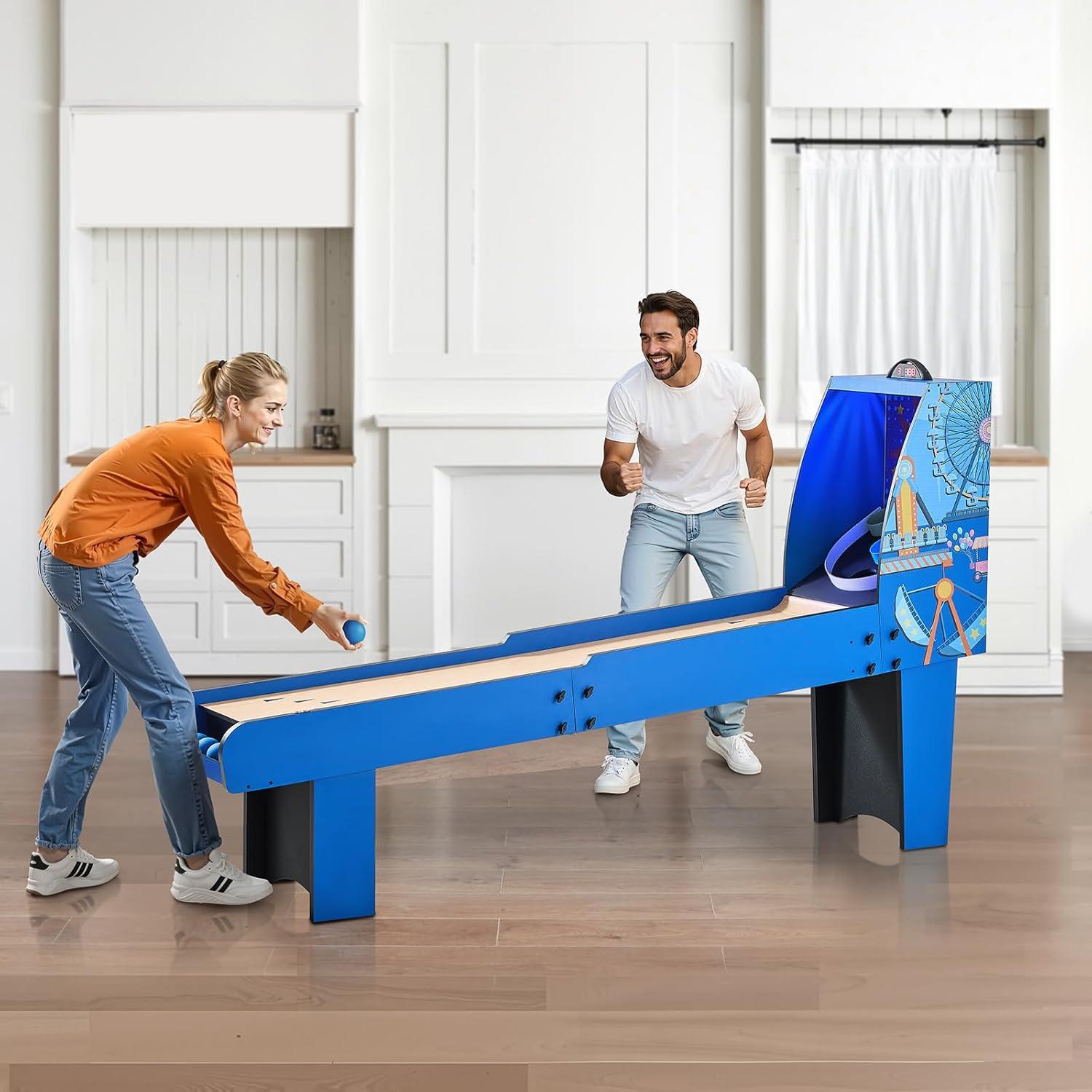 8 ft. Roll and Score Classic Arcade Game Table, Skee Ball Arcade Machine Indoor with Electronic Scorer, Sound, Automatic