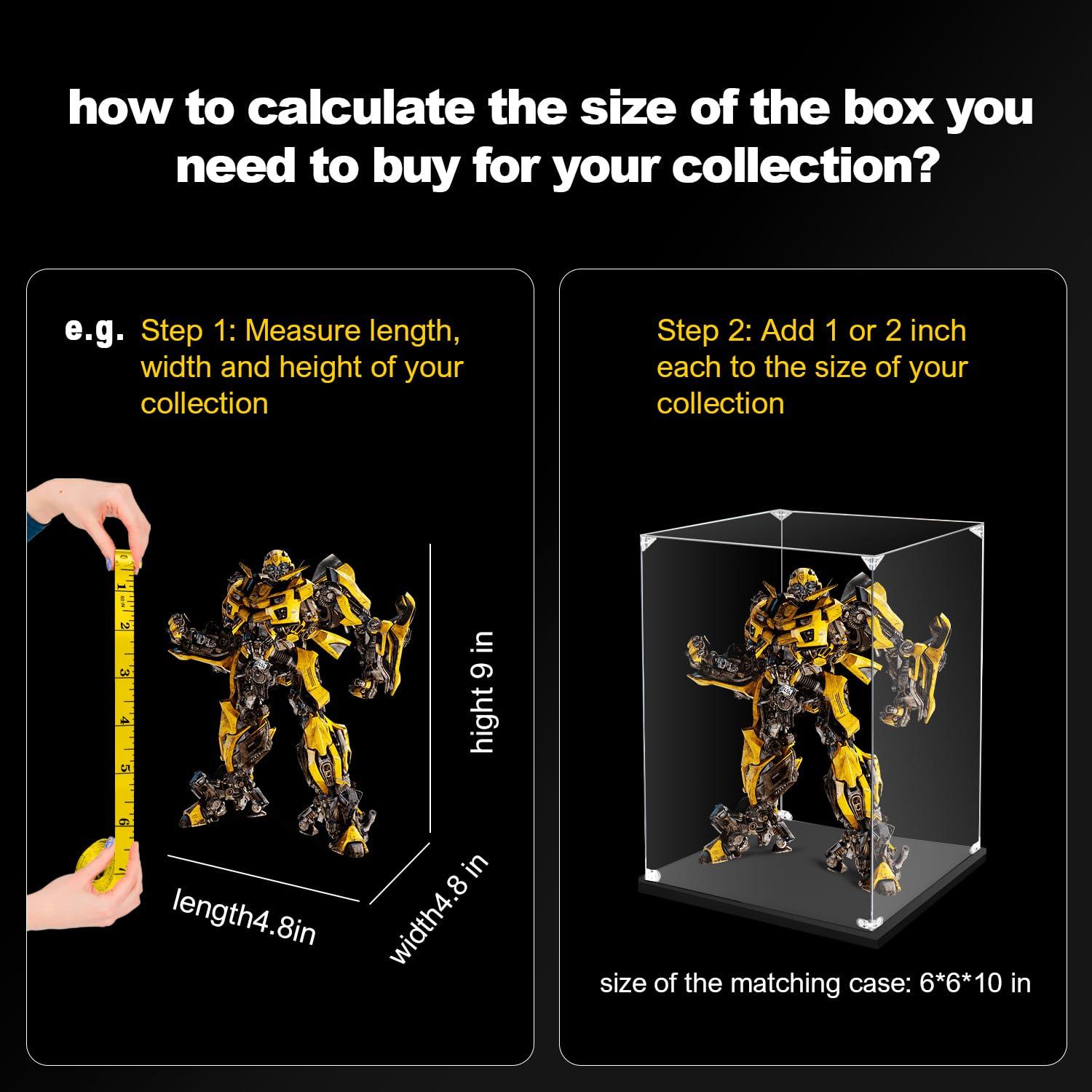 Acrylic Display Case for Collectibles Assemble Clear Acrylic Display Box for Lego Alternative Glass Case for Showcasing Figures Doll Toys Home Storage(6x6x10 inch, 15x15x25 cm)