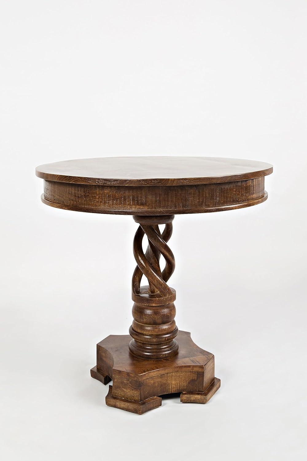 Jofran, Global Archive Hand Carved Solid Mango Wood Pedestal Table