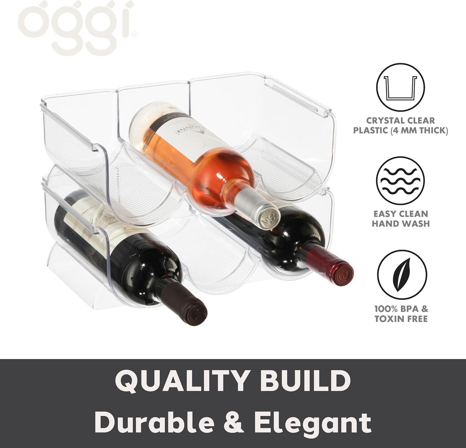 Oggi Neat 3 Bottle Tabletop Wine Bottle Rack in Clear