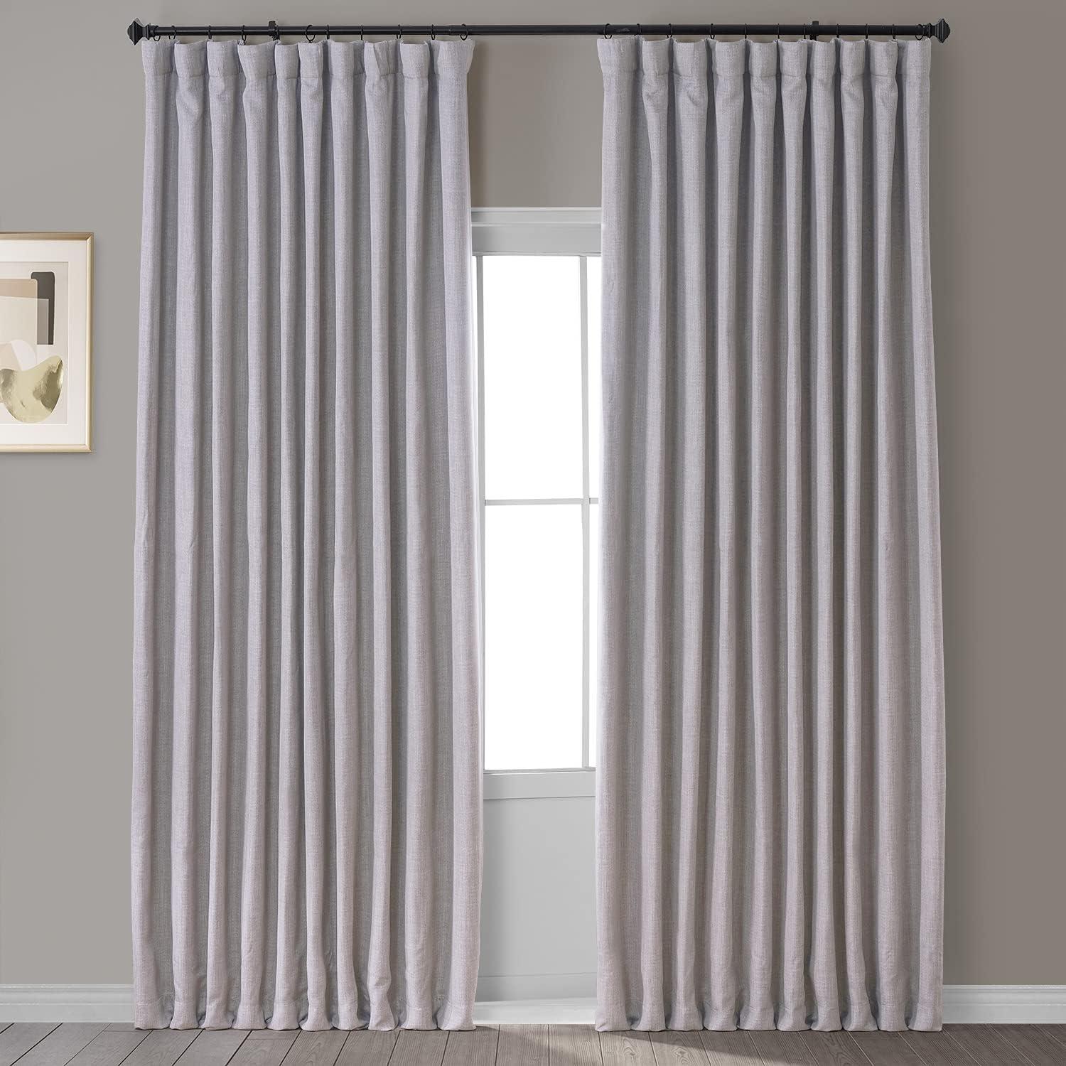 Clay Textured Faux Linen 96" Blackout Window Curtain