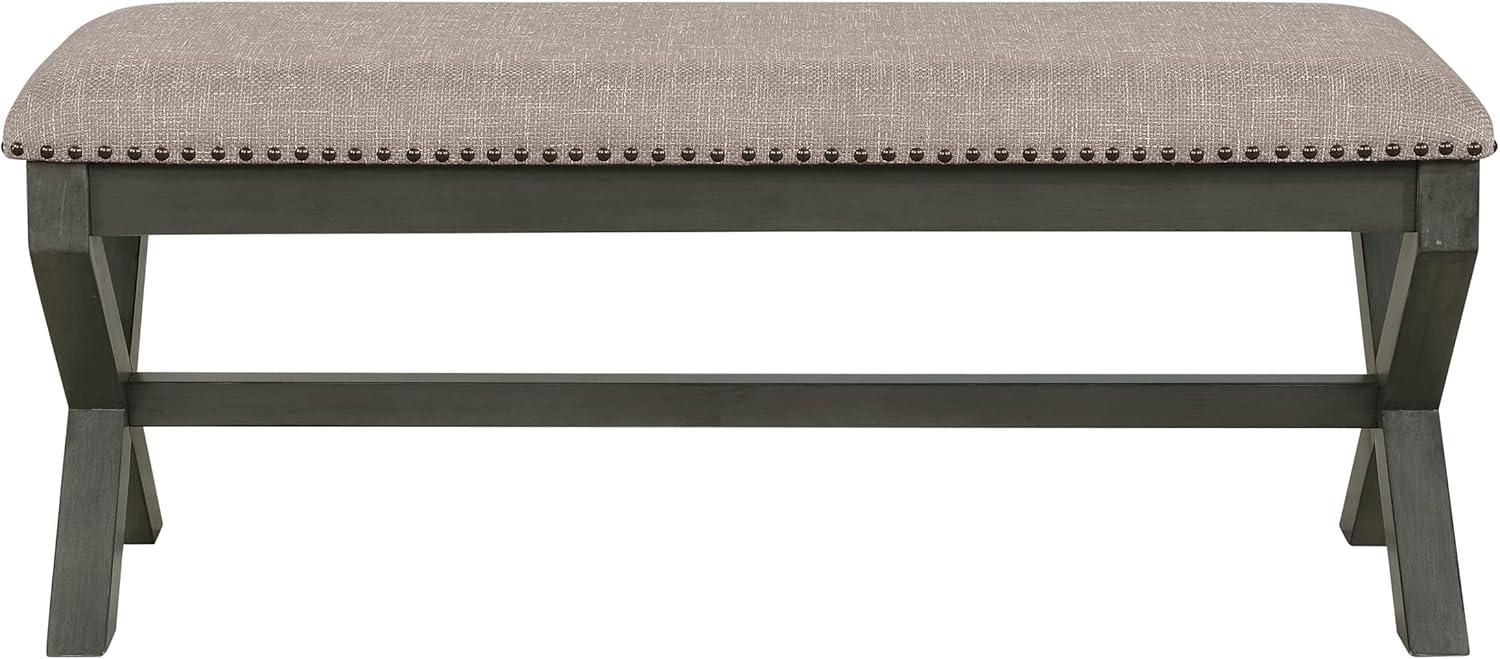 Monte Carlo Antique Gray Solid Wood Bench with Nailhead Trim