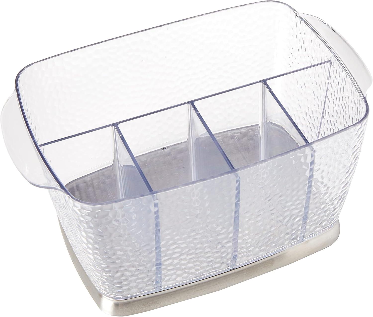 Clear Plastic Silverware Caddy with Stainless Steel Base