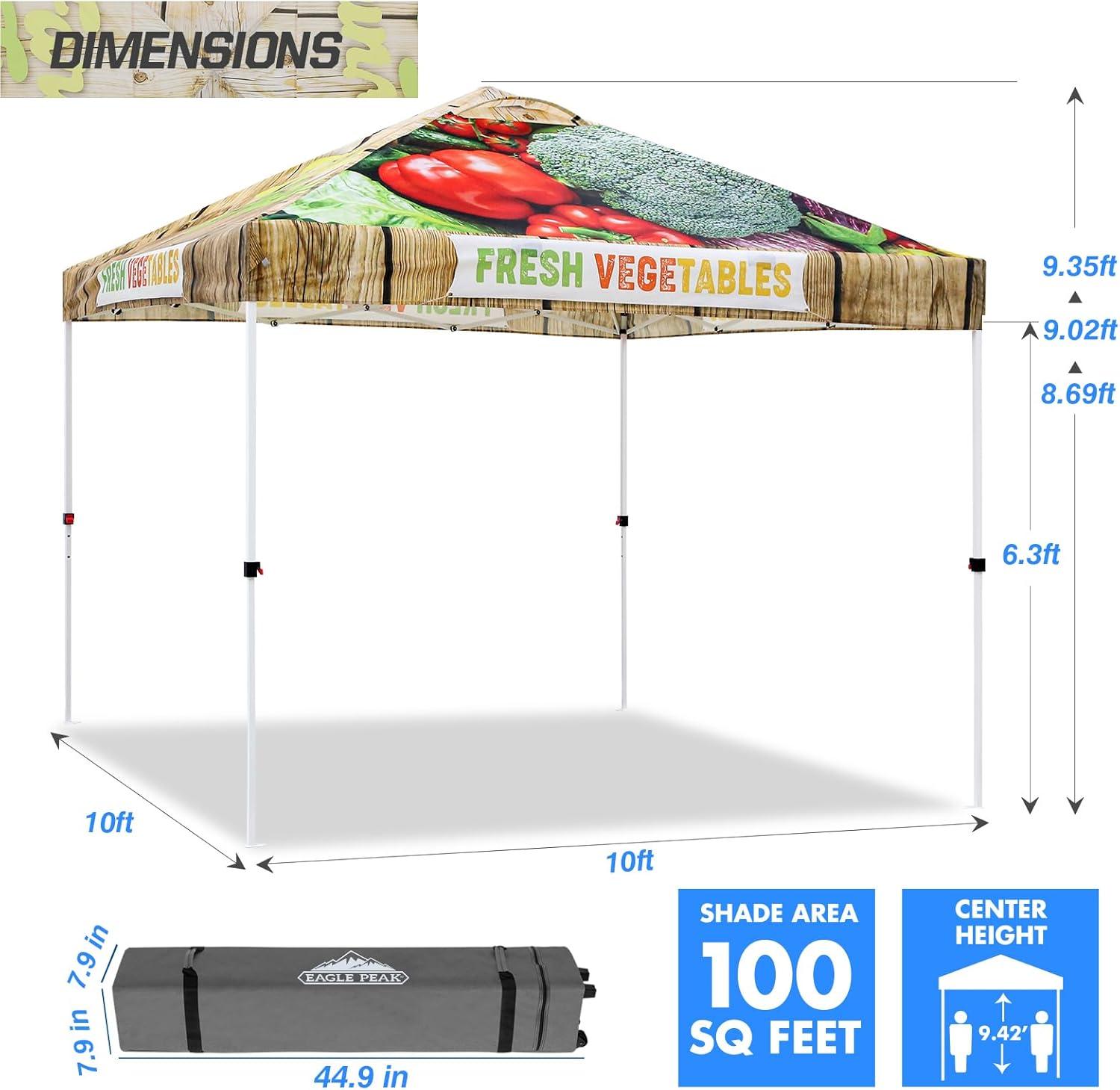 EAGLE PEAK Pop Up Canopies 10 Ft. W x 10 FT. D Metal Party Tent Canopy