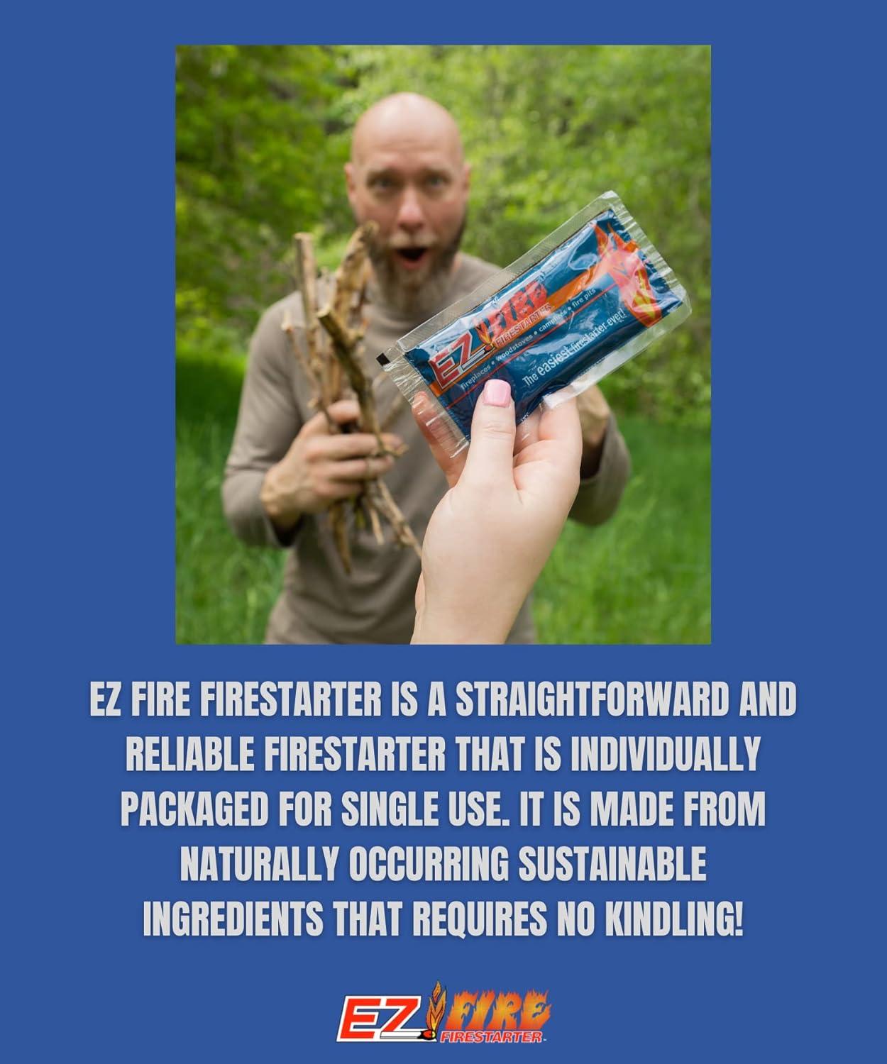 EZ Fire Waterproof Windproof Fire Starter Pack for Wood Stoves and Campfires