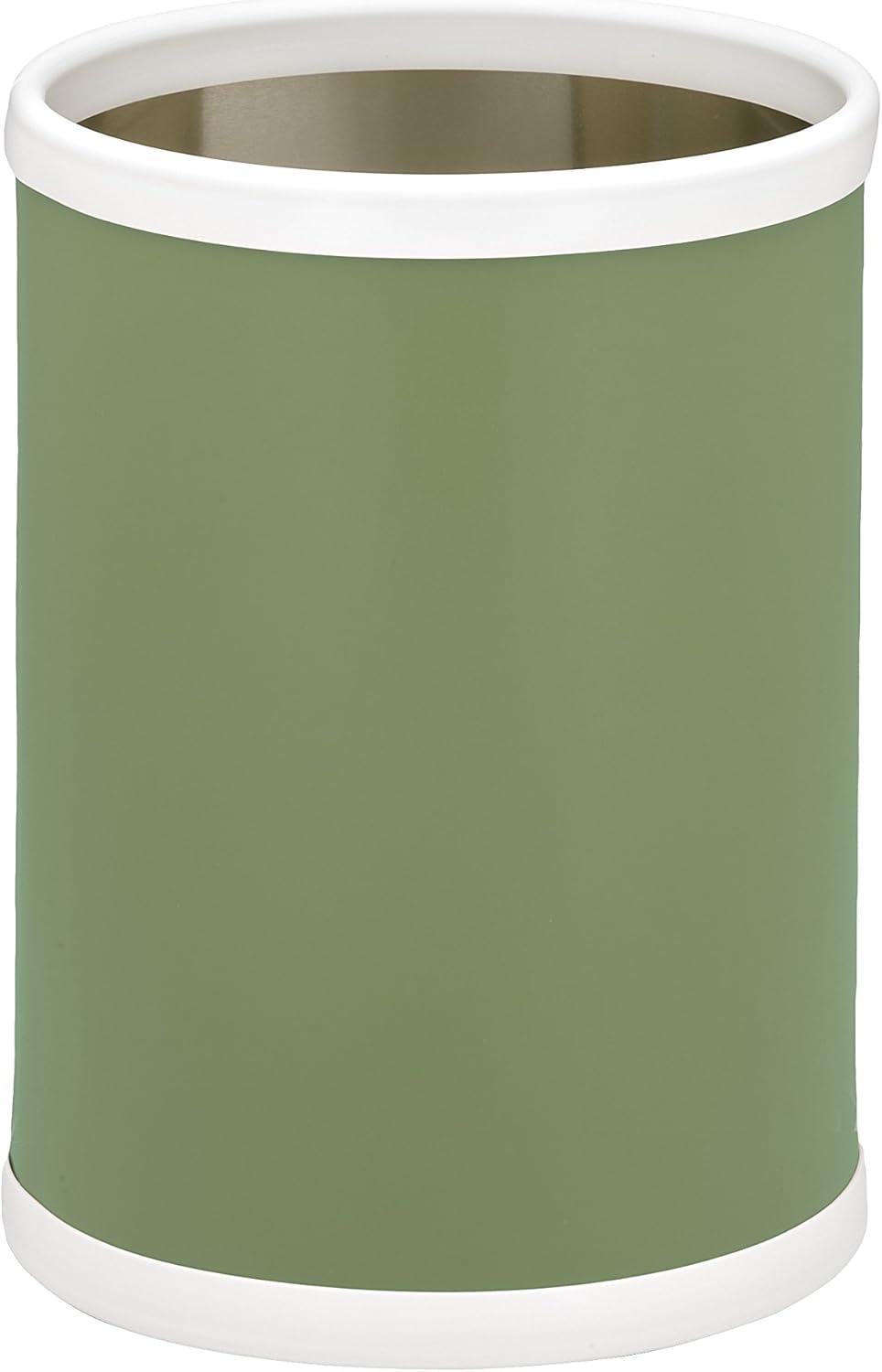 Mist Green Vinyl and Metal Round Waste Basket 8-Quart