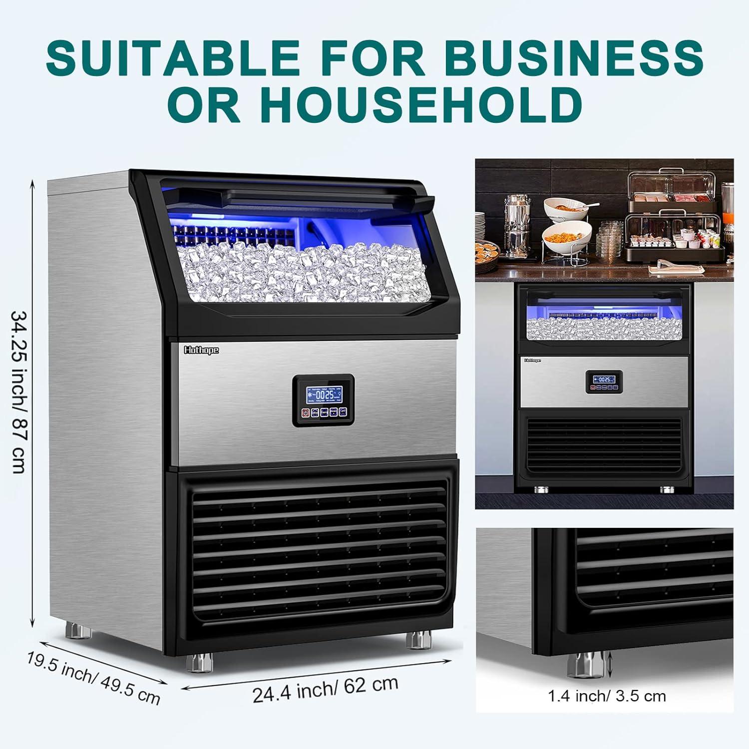 Stainless Steel Commercial Ice Maker with 77lb Storage