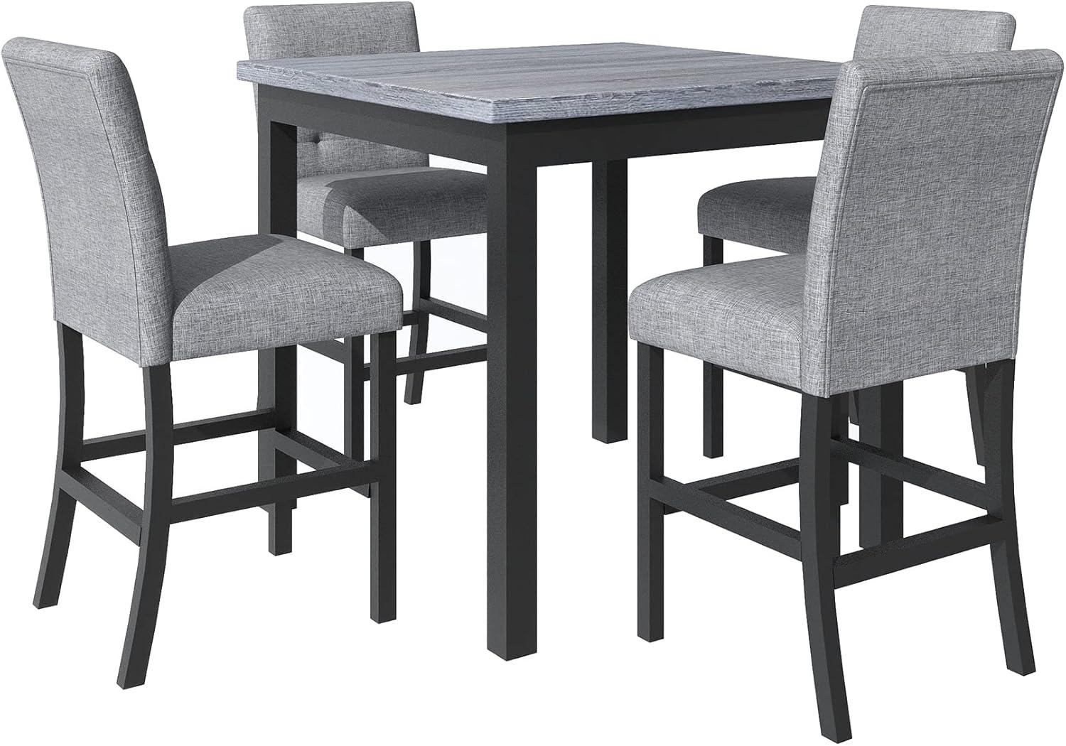 Gray and Black Counter Height Dining Set with Upholstered Chairs