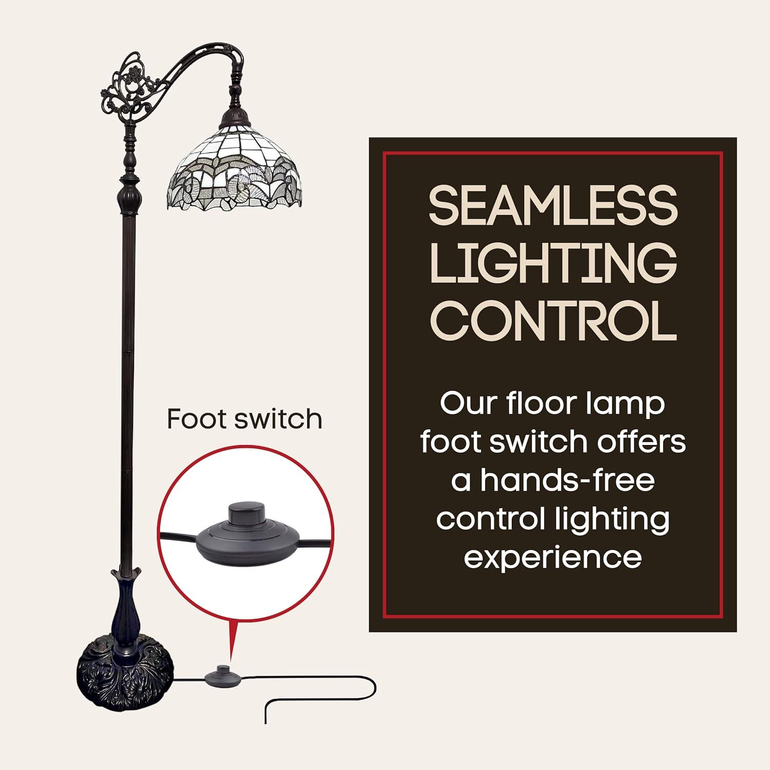 Amora Lighting Tiffany Style Jeweled Reading Floor Lamp 62" High