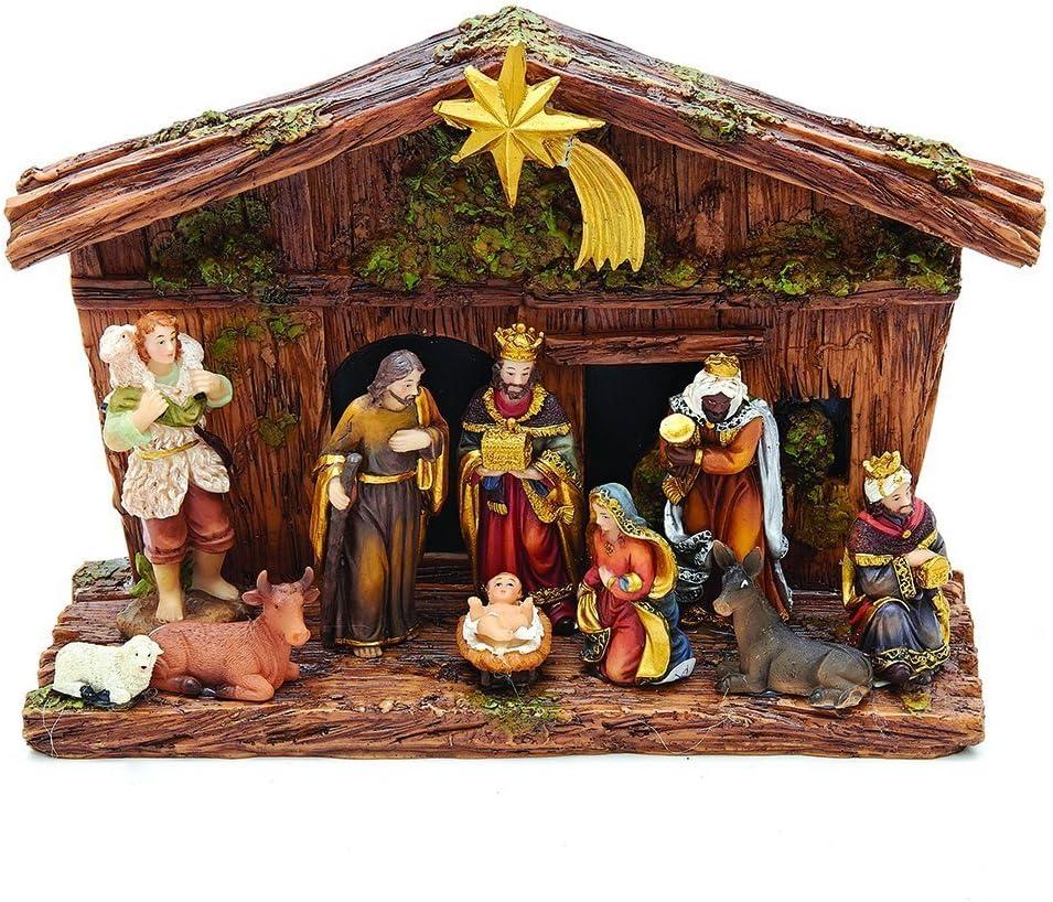 Kurt Adler 11-Piece Christmas Nativity Set with Stable