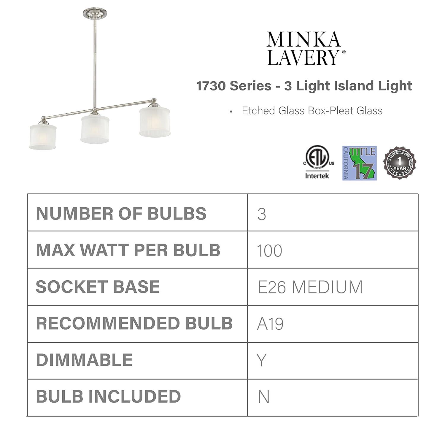 Minka Lavery - 1730 Series - 3 Light Island in Transitional Style - 7.5 inches