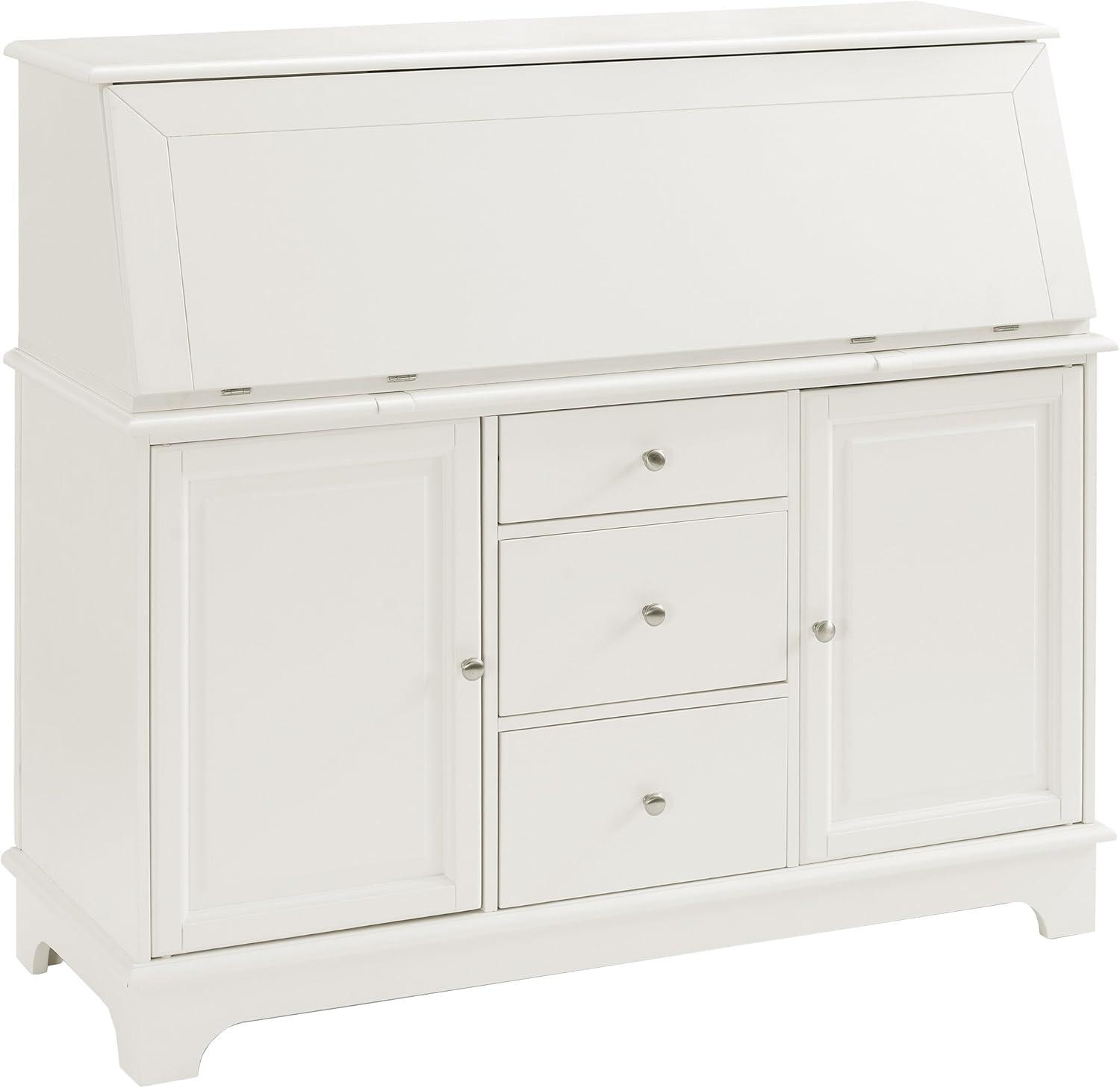 Whitewood Classic Secretary Desk with 10 Drawers and Foldable Workspace