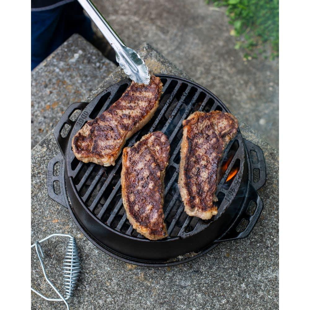 Lodge Cast Iron 12" Charcoal Camping Round Kickoff Grill