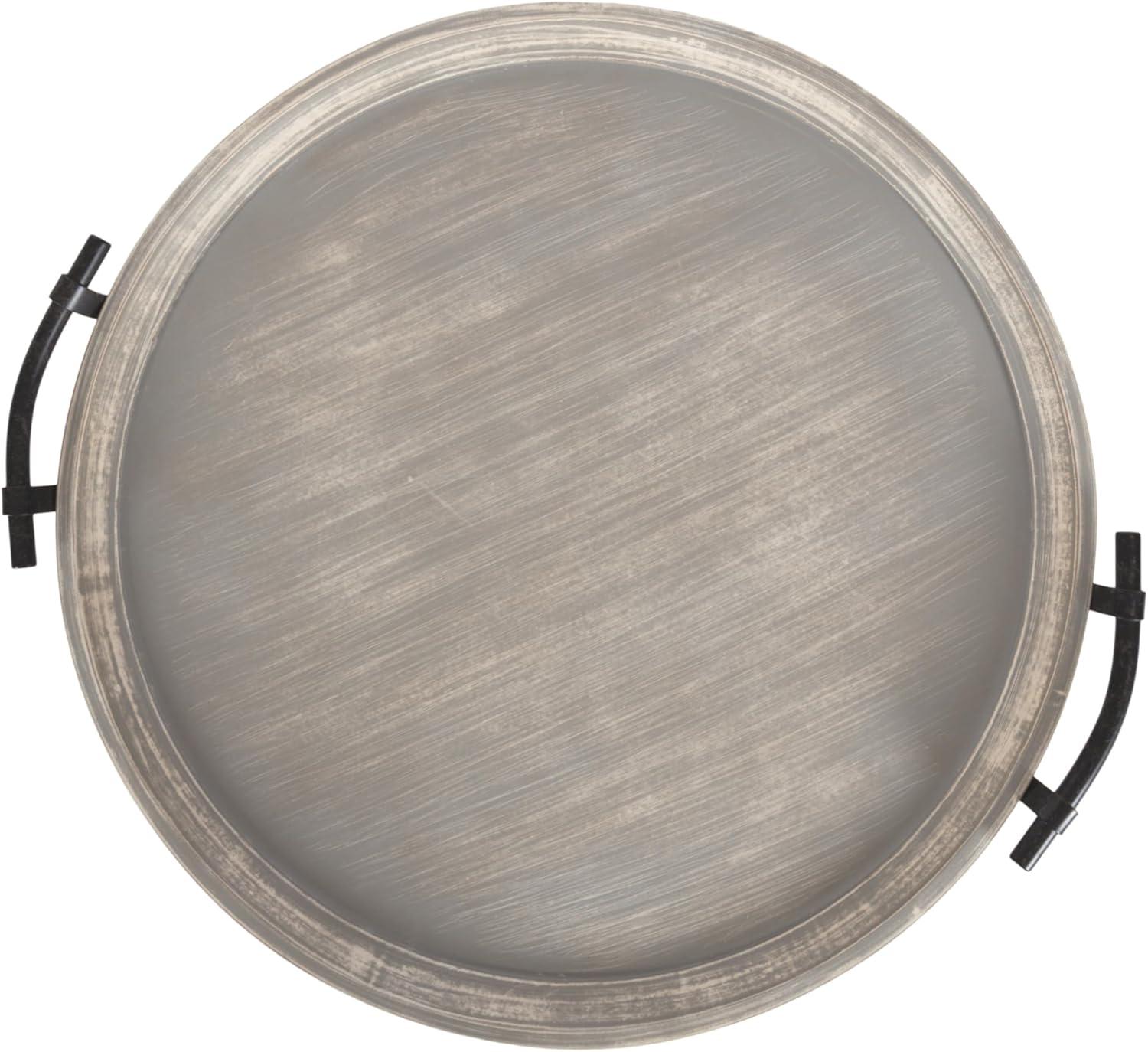 Kate and Laurel Bruillet Farmhouse Wood Round Ottoman Tray, 24 x 22, Rustic Brown, Circle Coffee Table Tray for Living Room Decor or Large Serving Tray