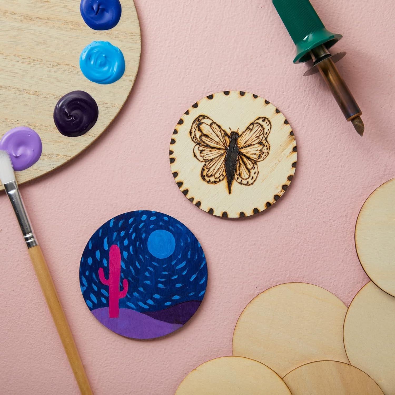 Juvale 36 Pack Unfinished Wood Circles for Crafts, 3 Inch Round Wooden Cutouts for DIY Projects