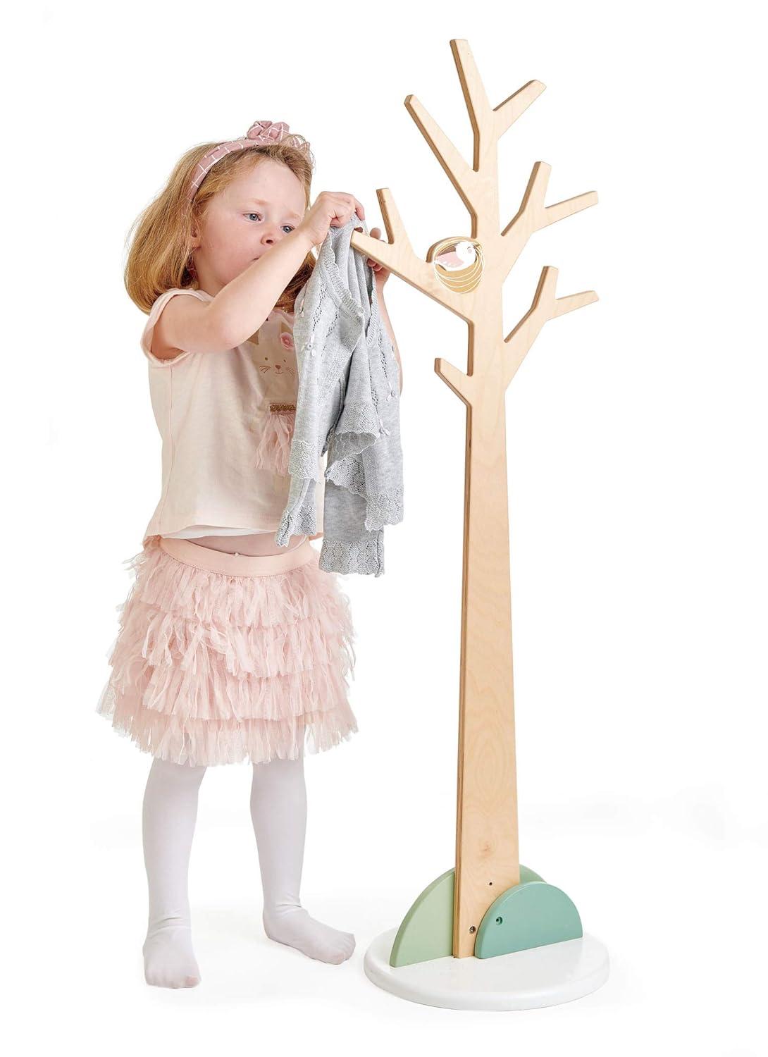 Tender Leaf Toys - Forest Coat Stand For Kids Room - High-Grade Wooden Tree Coat Rack Stand For Kids Clothing - Super Easy Assembly