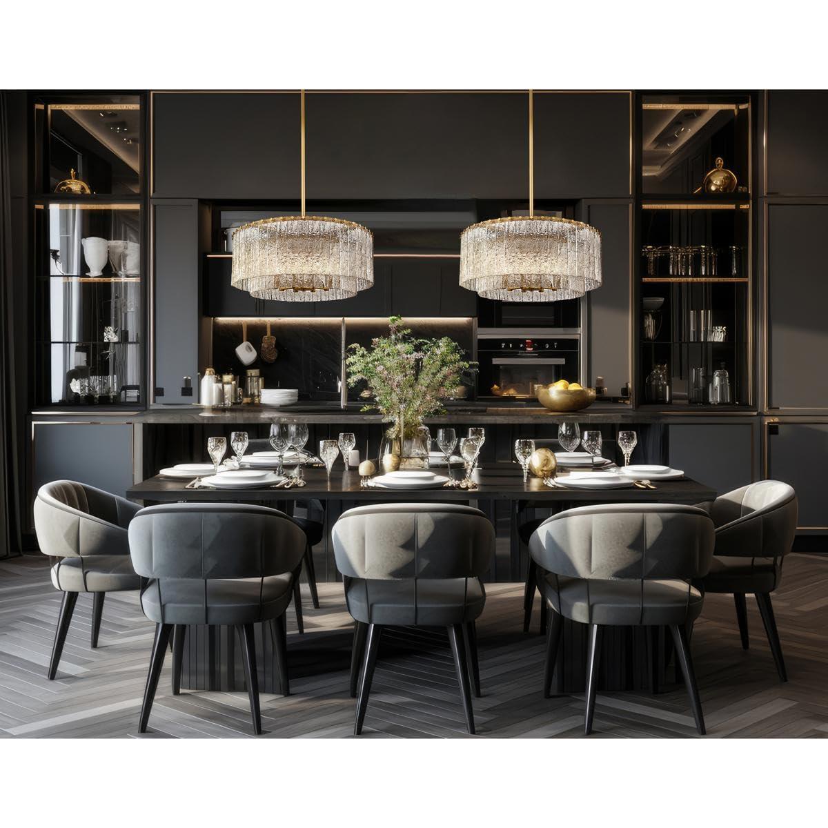 Glacier Modern Gold and Glass Two-Tier Pendant Light