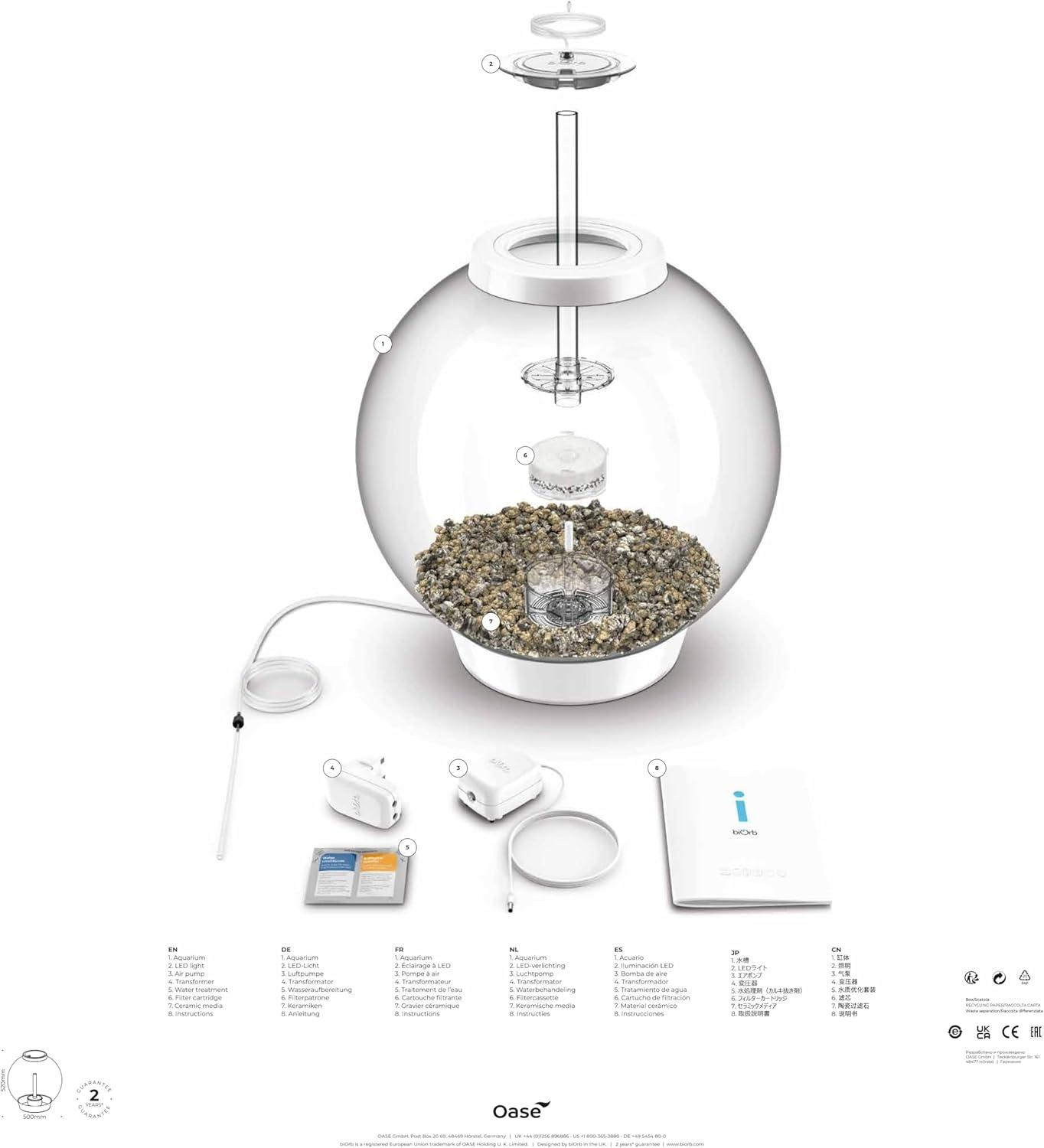 biOrb CLASSIC 60 16 Gallon Round Aquarium Tank with MCR Light