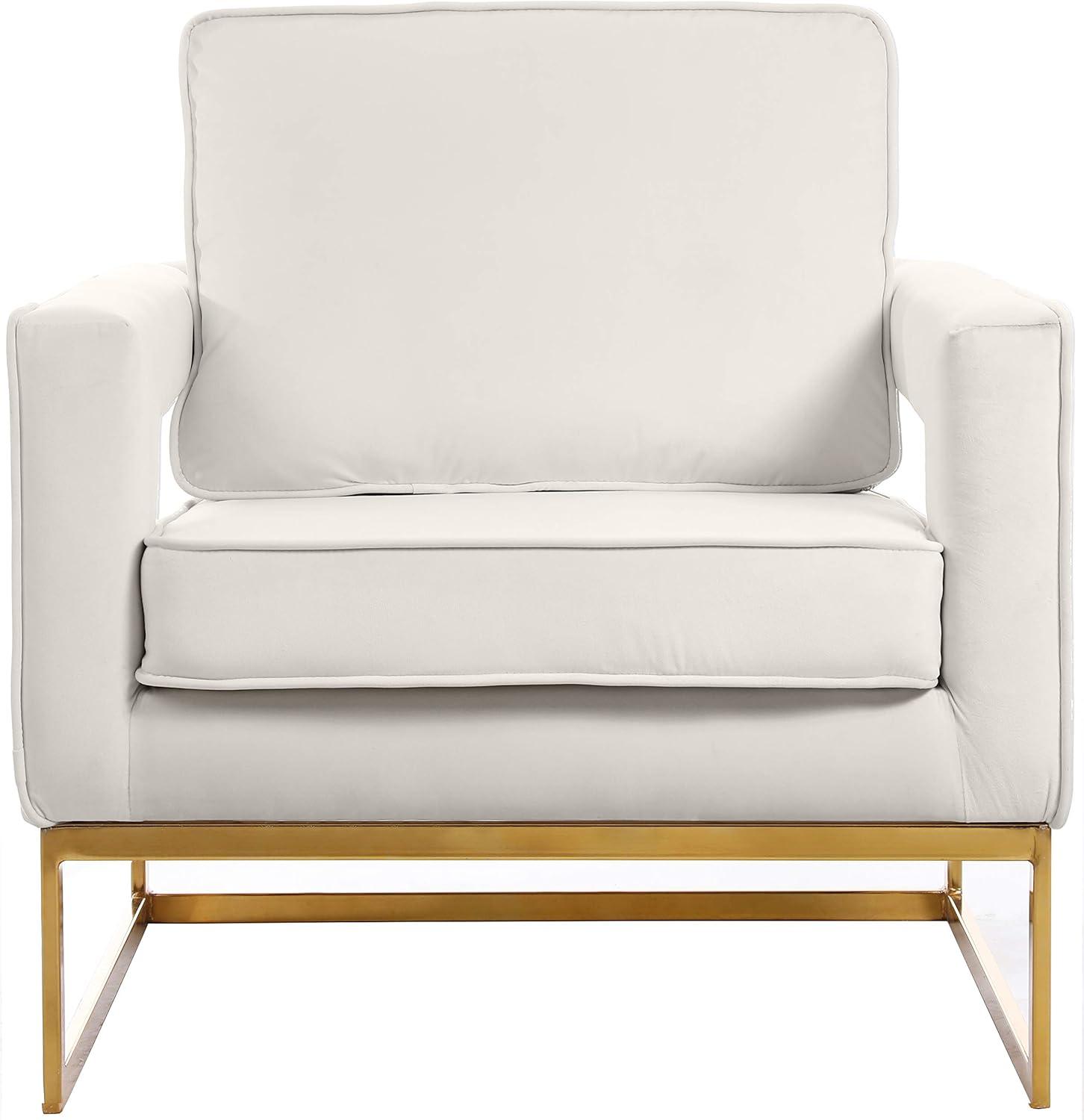 Meridian Furniture Noah Cream Velvet Accent Chair with Gold Iron Base