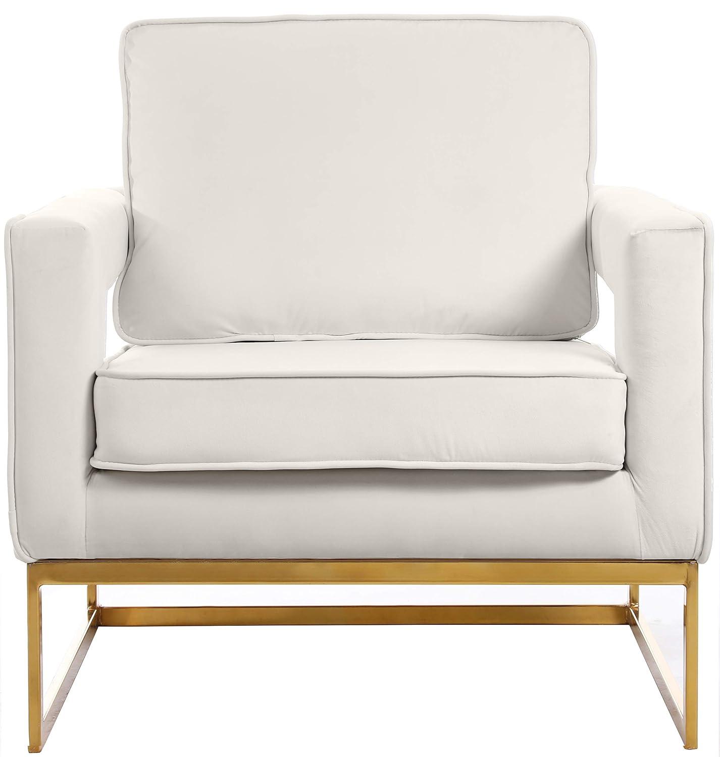 Meridian Furniture Noah Cream Velvet Accent Chair with Gold Iron Base