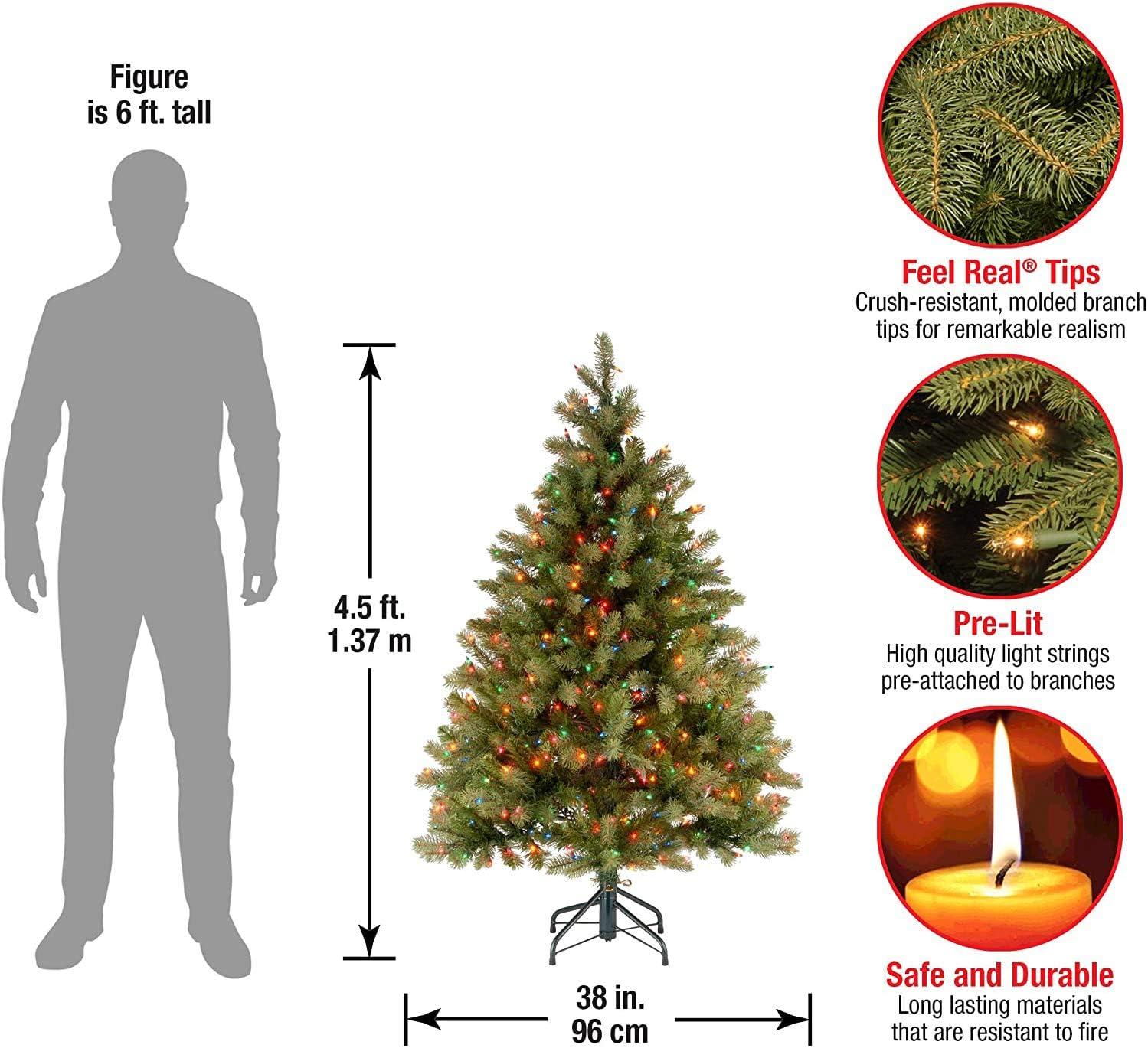 4.5' Pre-Lit Douglas Fir Artificial Christmas Tree with Multicolor Lights