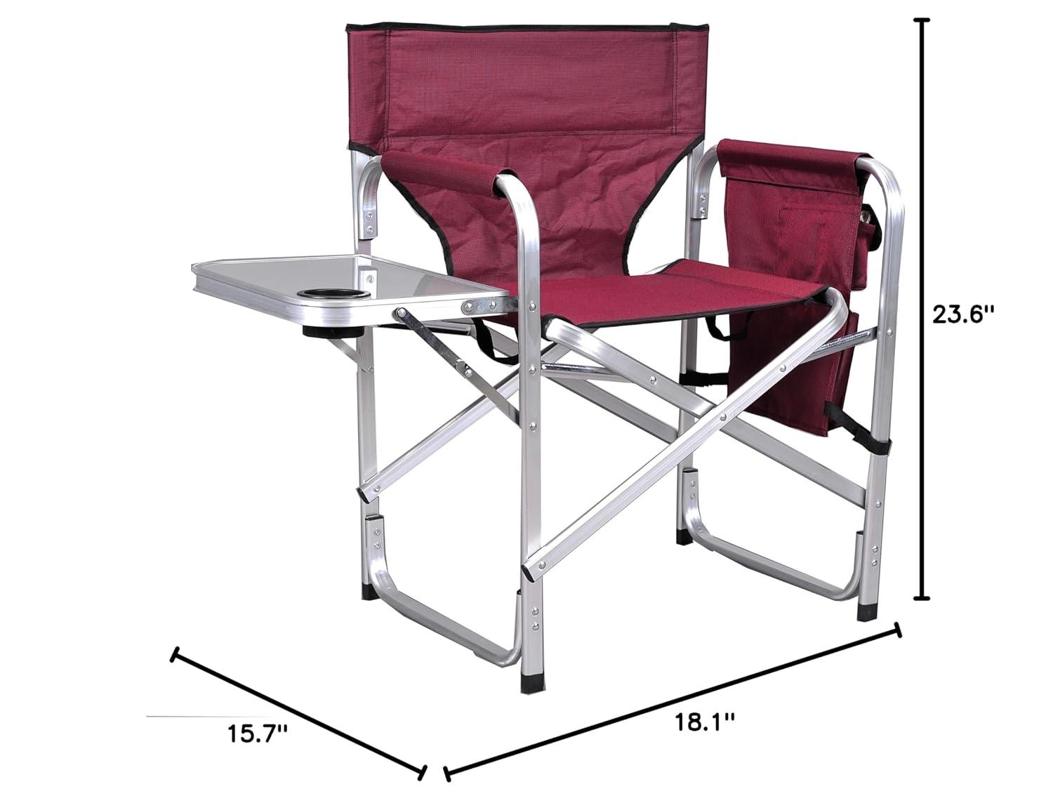 Ming's Mark SL-1204-BURGUNDY Stylish Camping Folding Director Chair - Burgundy