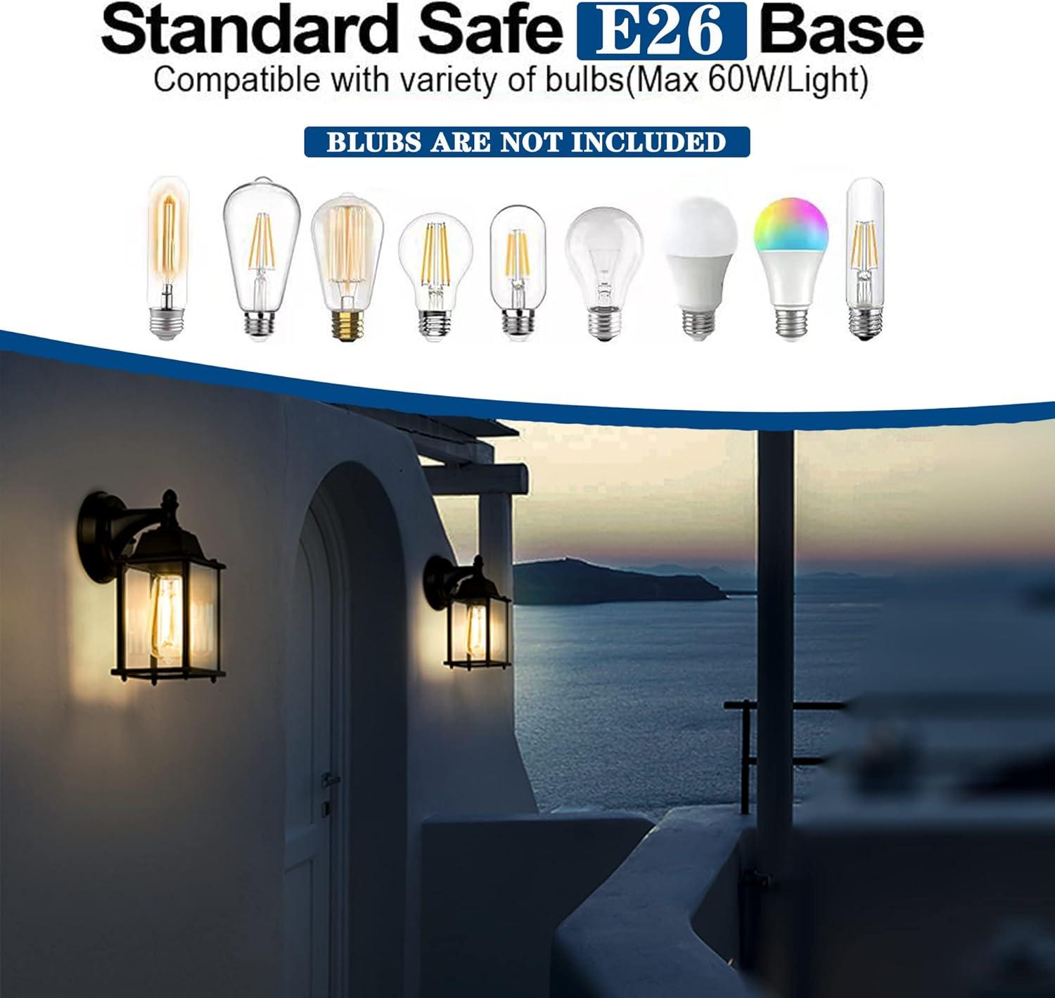 Outdoor Lights Fixtures Wall Sconce 2 Pack Black Porch Lights Outdoor Wall Lantern Decor Aluminum Anti-Rust Exterior Waterproof Outdoor Lights for House Patio Garage Front Door Entryway