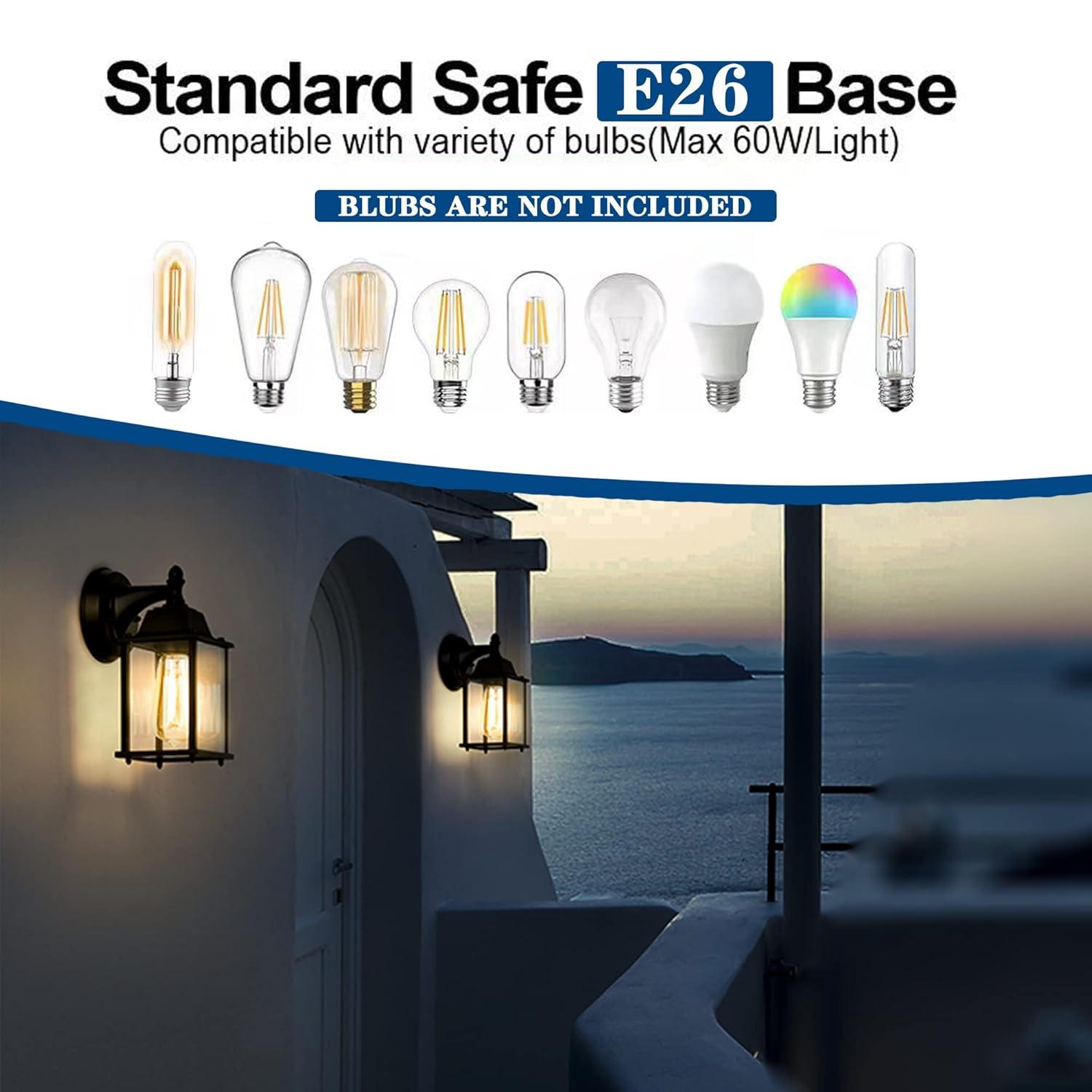 Outdoor Lights Fixtures Wall Sconce 2 Pack Black Porch Lights Outdoor Wall Lantern Decor Aluminum Anti-Rust Exterior Waterproof Outdoor Lights for House Patio Garage Front Door Entryway