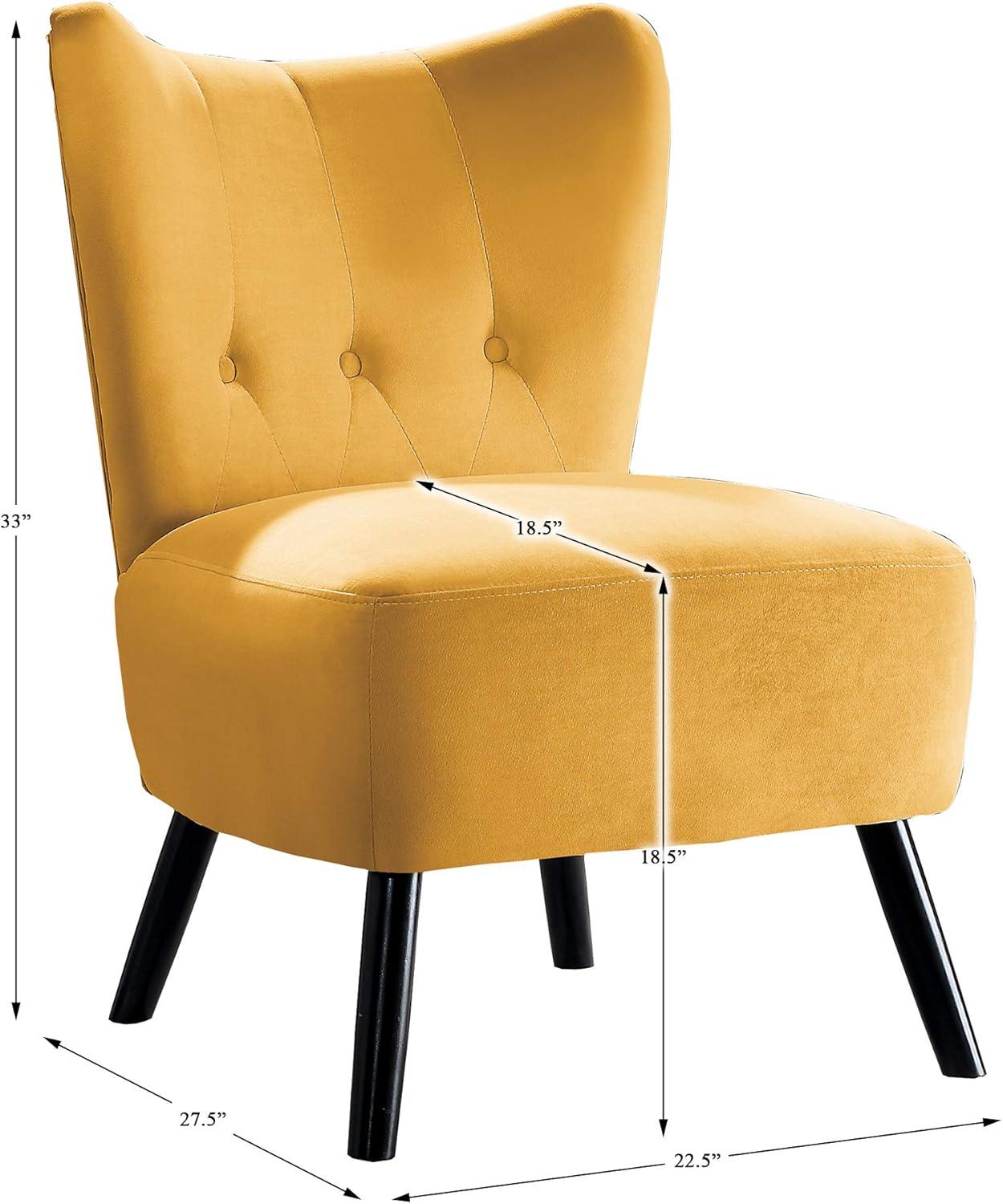 Homelegance Imani Mid Century Modern Velvet Accent Upholstered Chair, Yellow