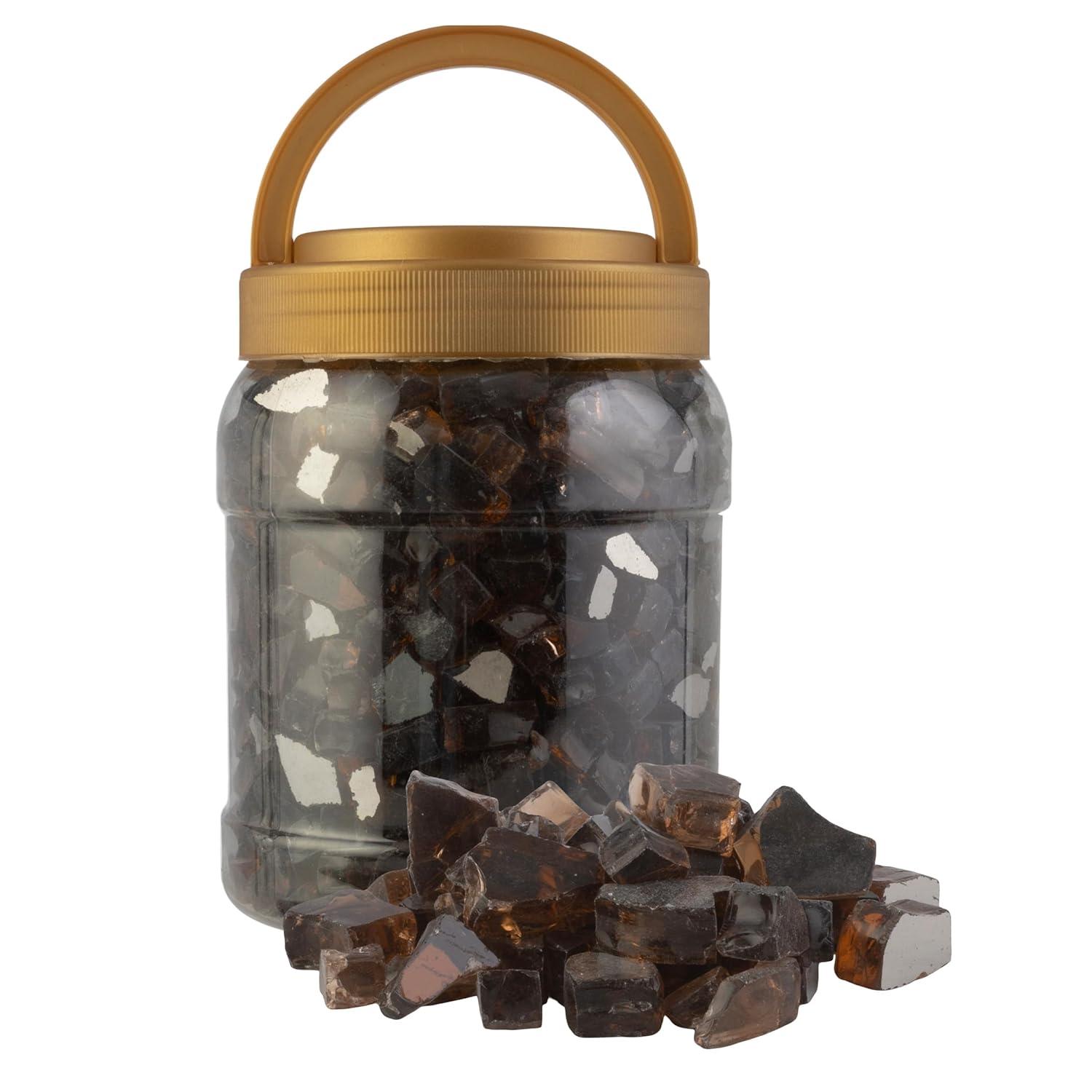 10lbs Fire Pit Glass - 1/2-Inch Crushed Glass Rocks for Fireplaces, Landscape, Aquariums, or Vases