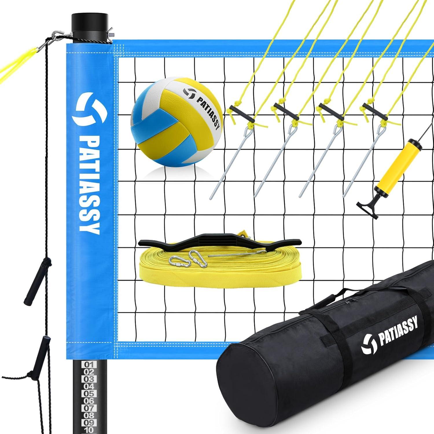 Patiassy  Volleyball Net for Beach Backyard PU Volleyball with Pump and Carry Bag
