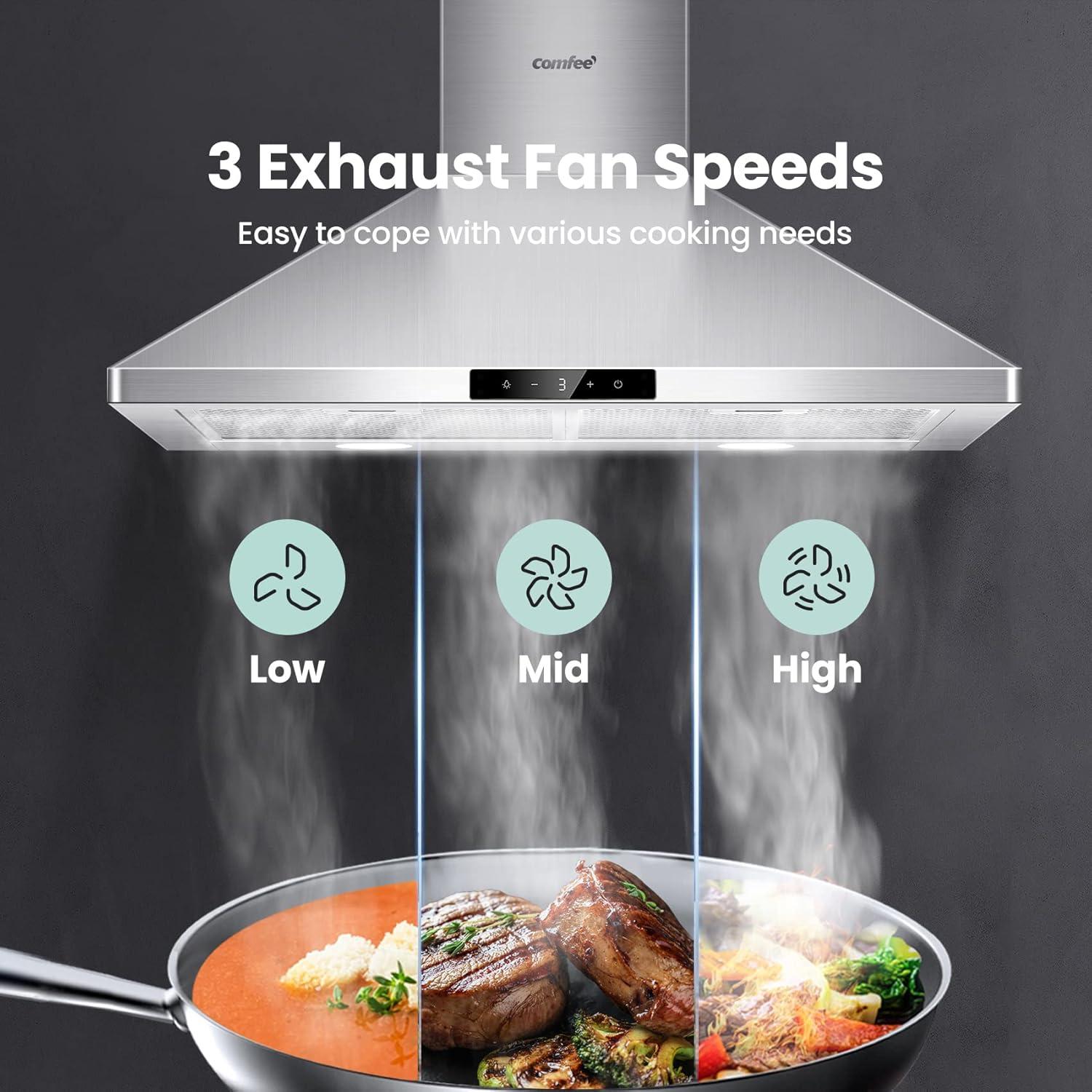 30-Inch Stainless Steel Convertible Wall Mounted Range Hood