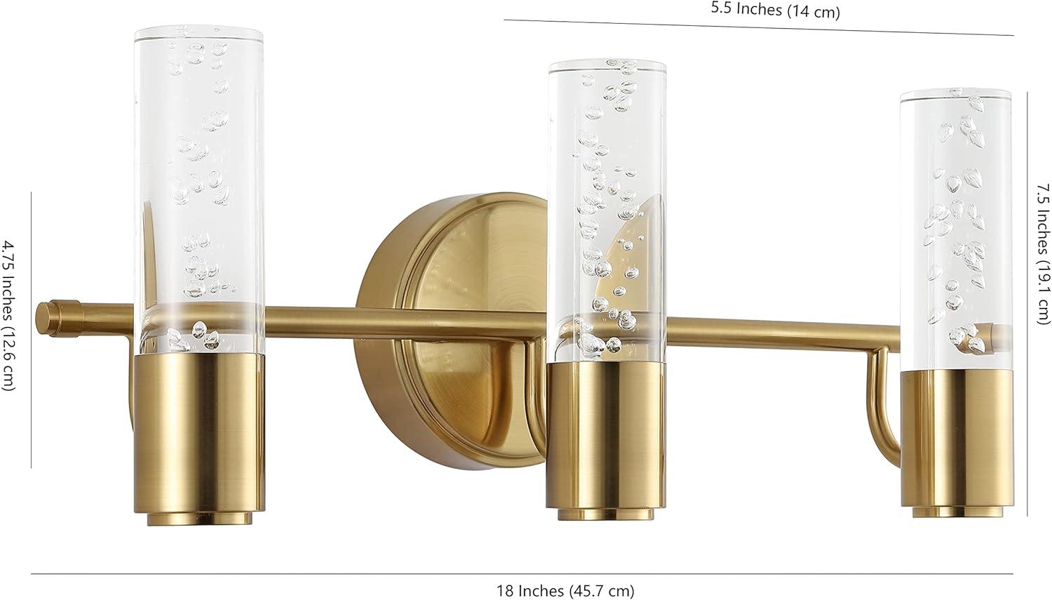 JONATHAN Y Bolha 18" 3-Light Minimalist Modern Bubble Acrylic/Iron Integrated LED Vanity Light, Black