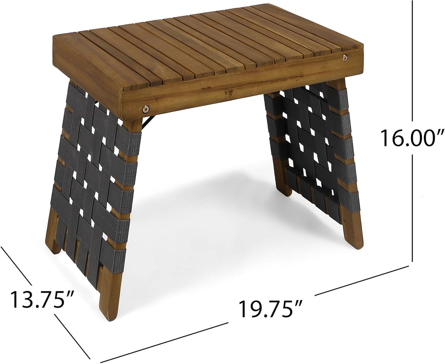 Huntsville Acacia Wood Foldable Side Table - Brown Patina/Gray - Christopher Knight Home: Water-Resistant, No Assembly Required