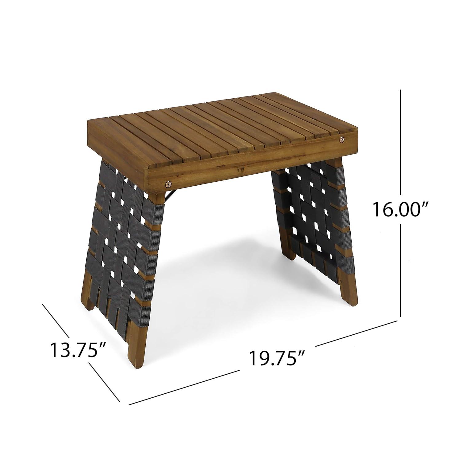 Huntsville Acacia Wood Foldable Side Table - Brown Patina/Gray - Christopher Knight Home: Water-Resistant, No Assembly Required