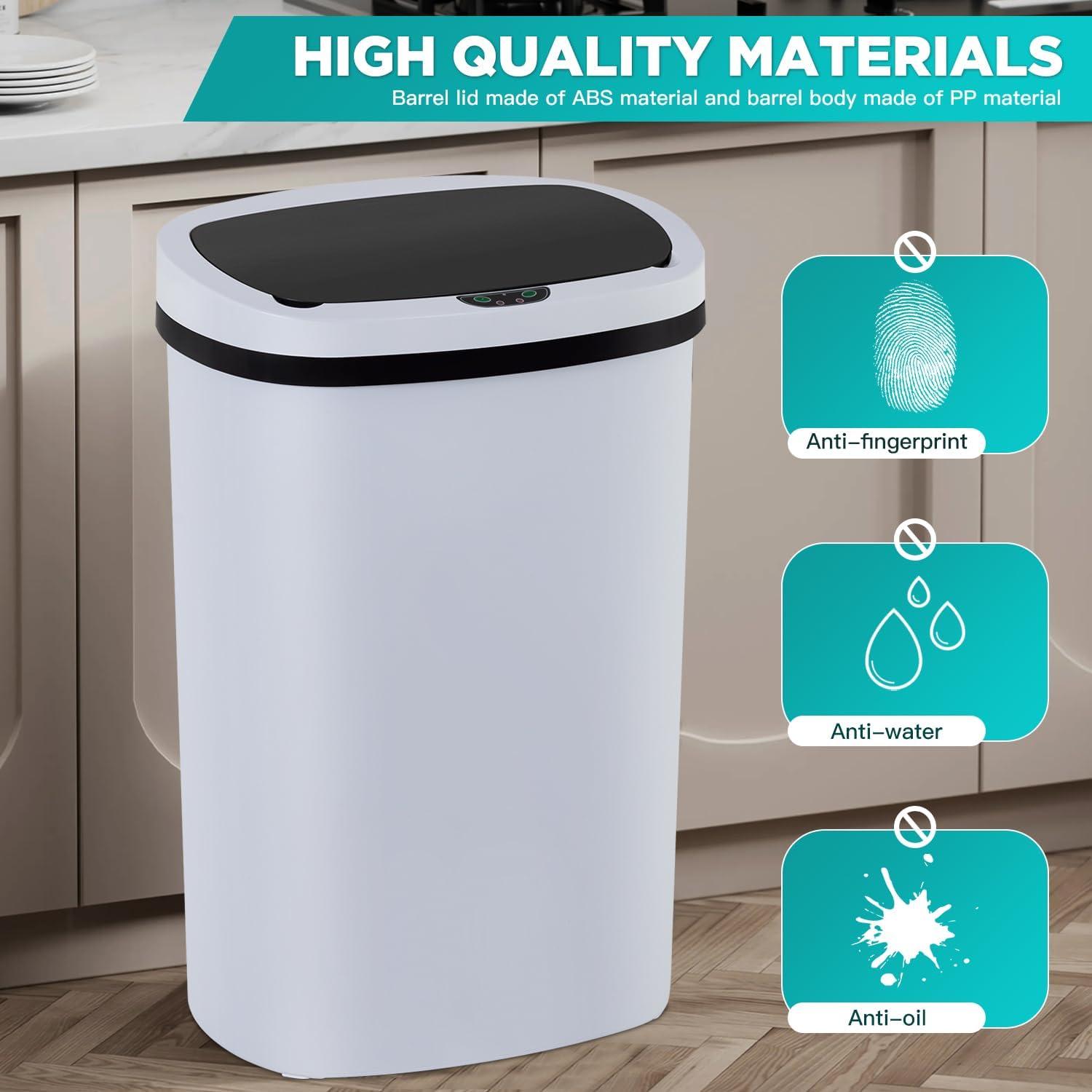 PayLessHere 13 Gallon Trash Can Kitchen Trash Can Automatic Garbage Can with Lid Touch Free High-Capacity Motion Sensor for Home Kitchens Bedroom Bathroom Office Kitchen Waste Bin Wateproof Trash Bin