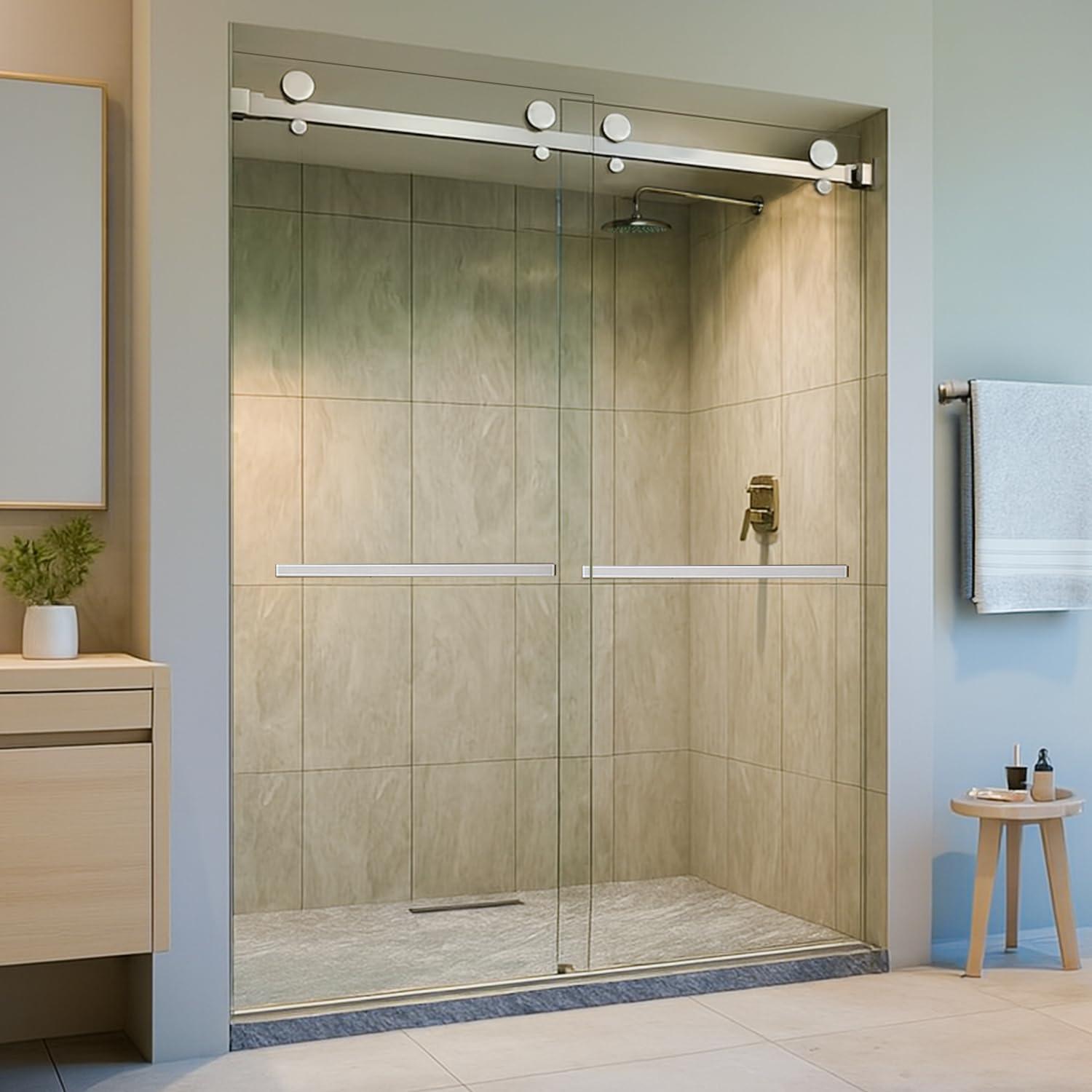 44" - 48" W 74” H Double Sliding Frameless Shower Door
