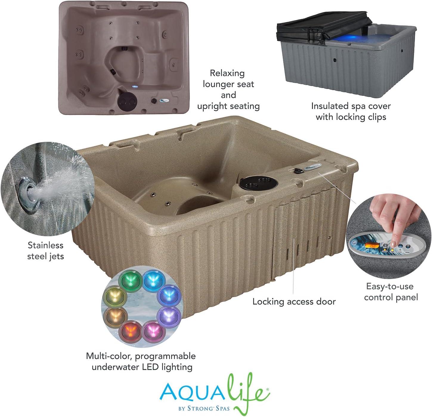 Current 3-4 Person Plug and Play Spa with Stainless Steel Heater and Jets by Aqualife by Strong Spas