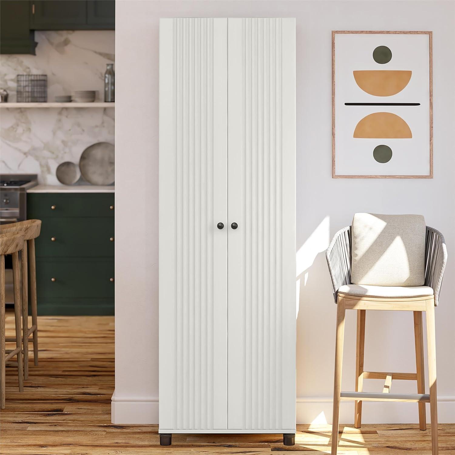 SystemBuild Evolution Kendall Fluted 24" Wide 2 Door Storage Cabinet, White