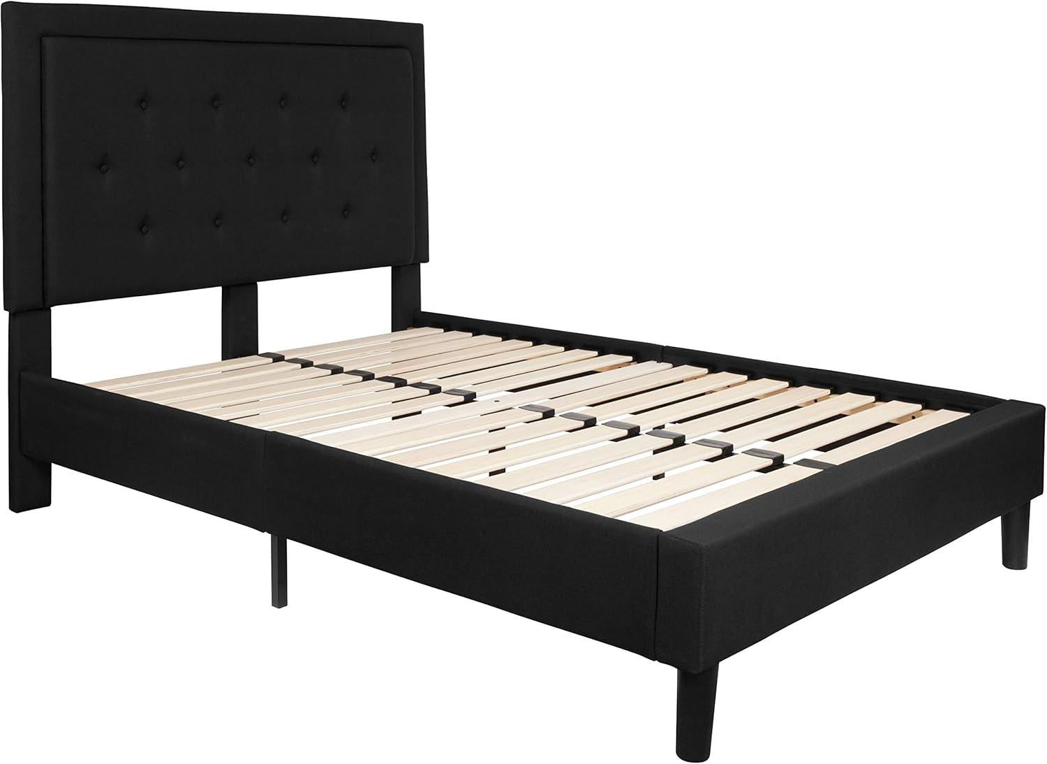Flash Furniture Roxbury Full Size Tufted Upholstered Platform Bed in Black Fabric