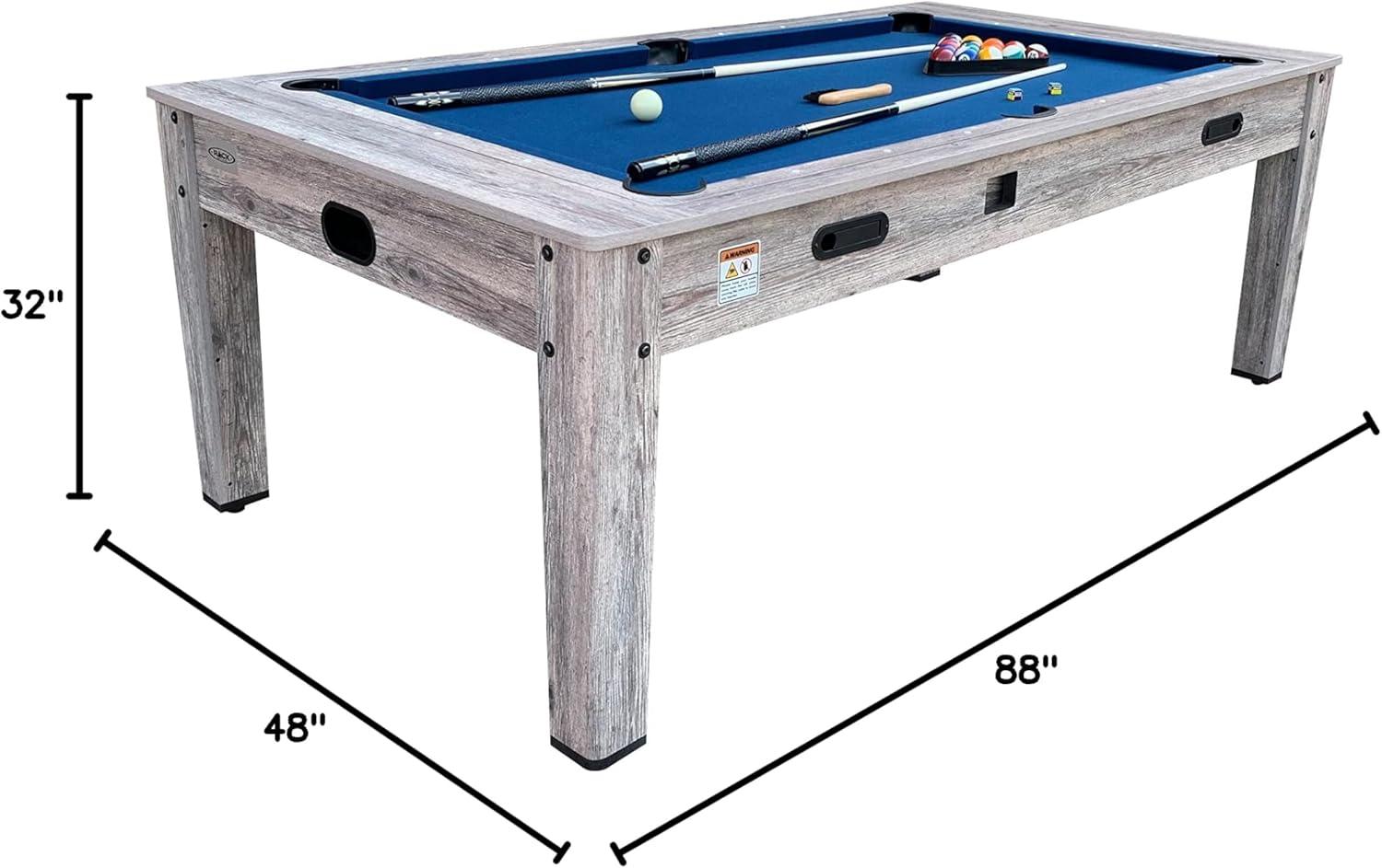 RACK Pool Tables Rack Luxor 7.5-Foot 4-In-1 Multi-Game Swivel Billiard/Pool Table (Blue Felt With 2 Bench)