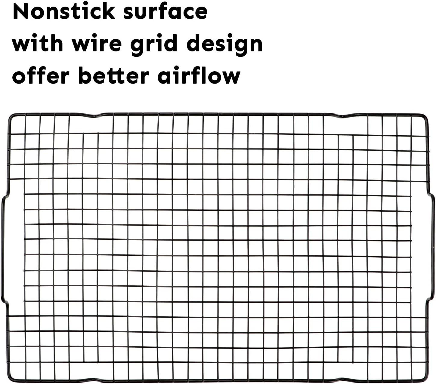 Set of 2 Black Nonstick Metal Wire Cooling Racks with Handles
